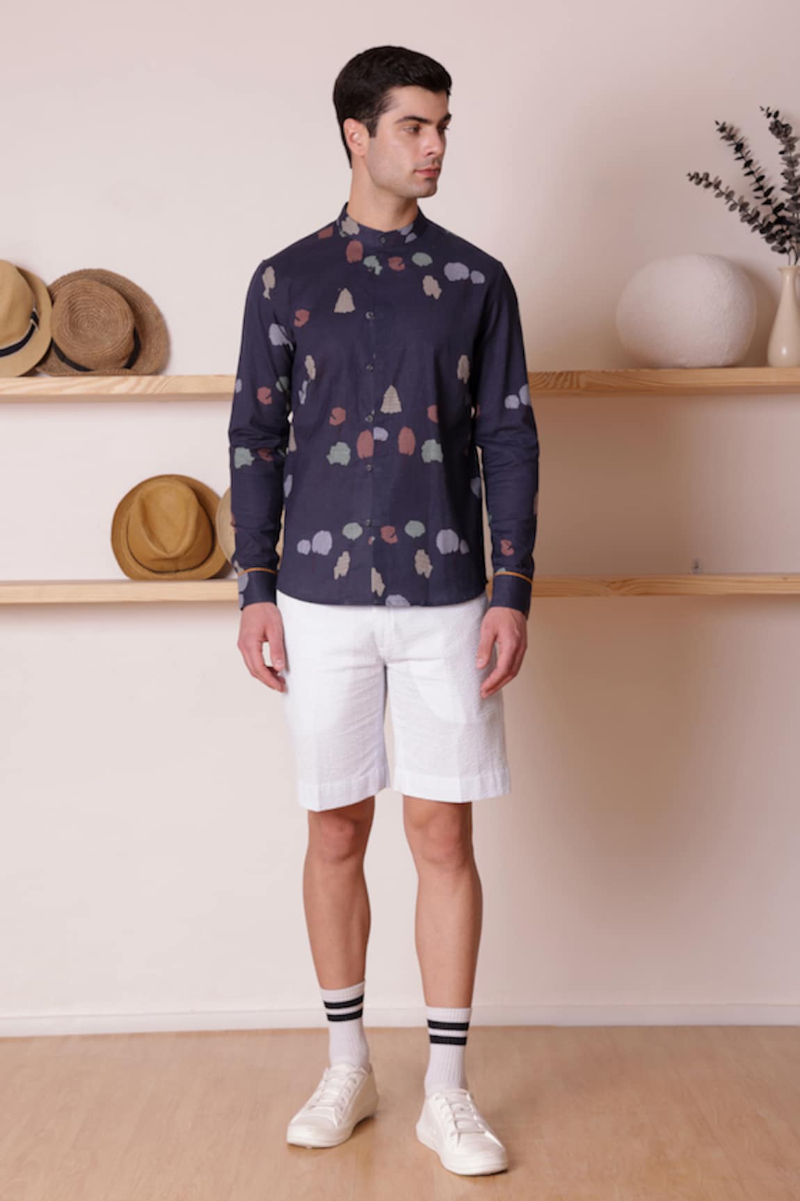 Lacquer Embassy Basque Cotton Linen Printed Shirt