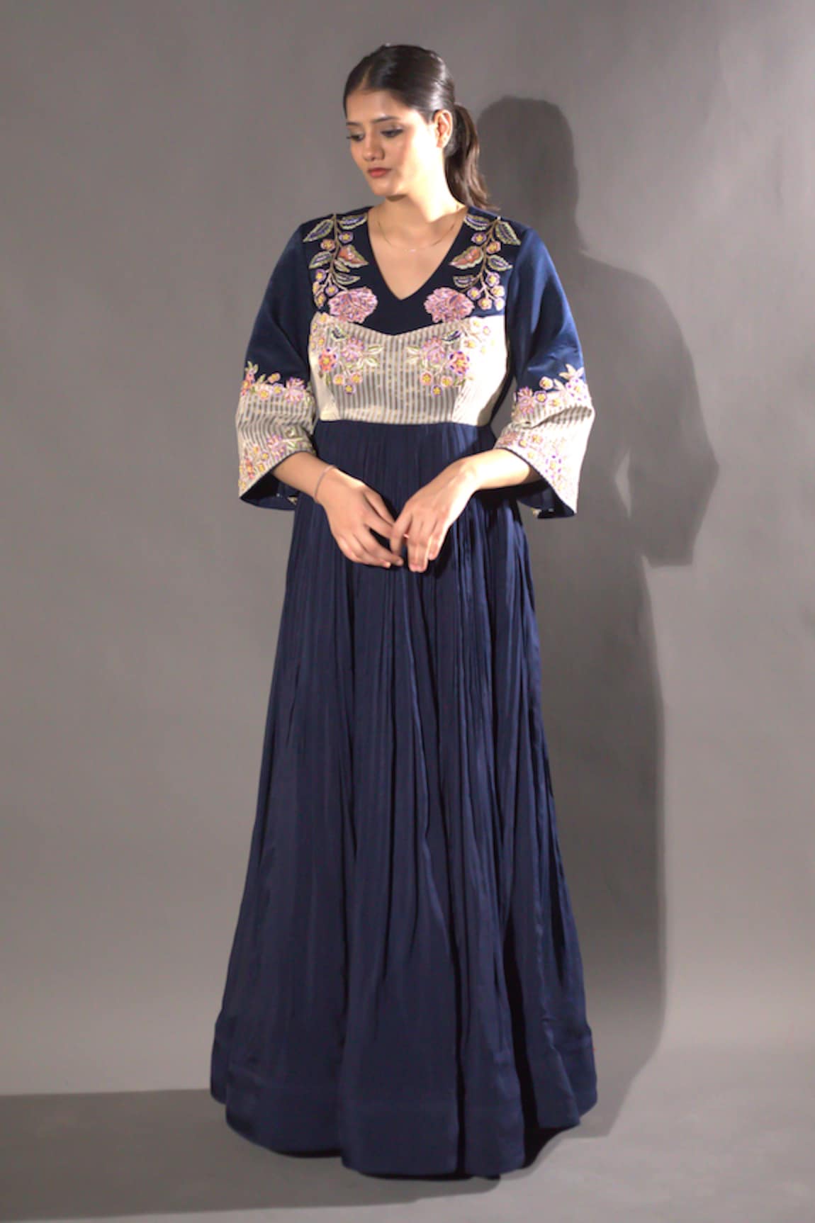 VikaByArvindAmpula Floral Embroidered Anarkali