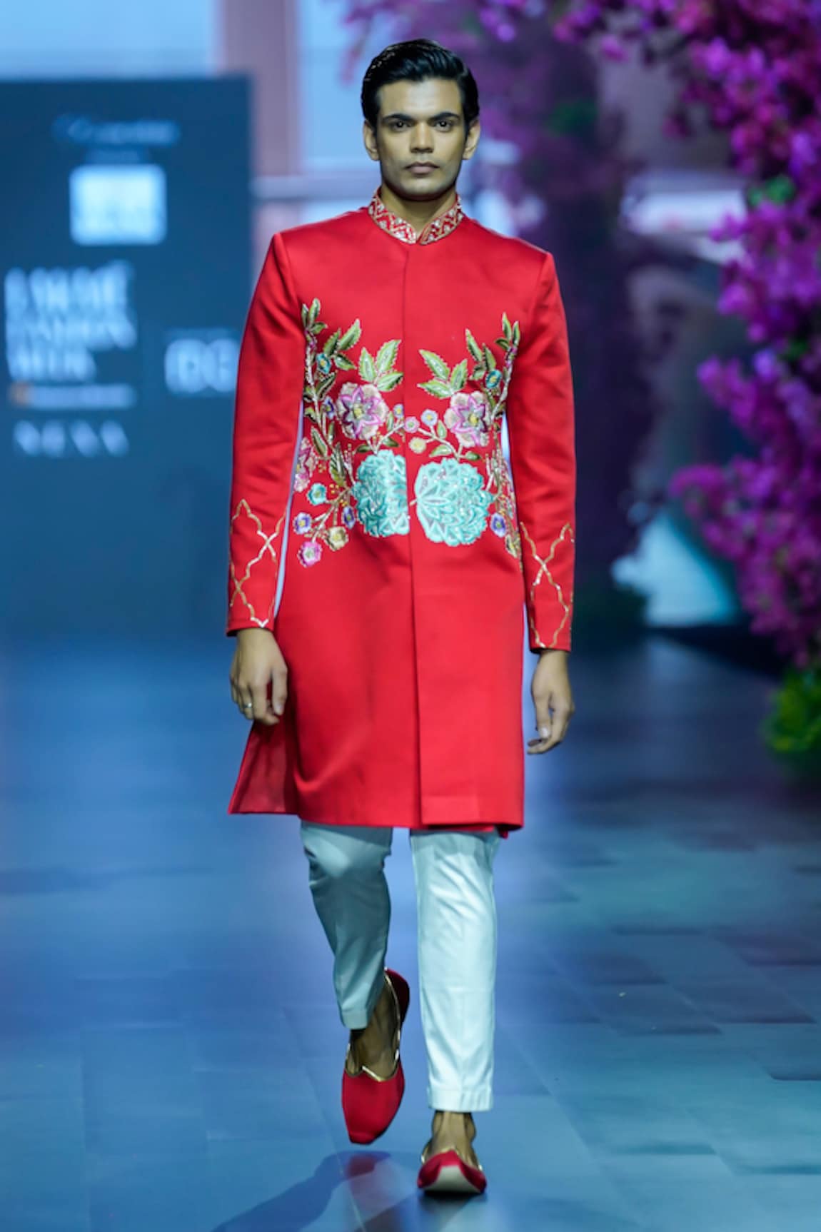 VikaByArvindAmpula Floral Embroidered Sherwani With Pant