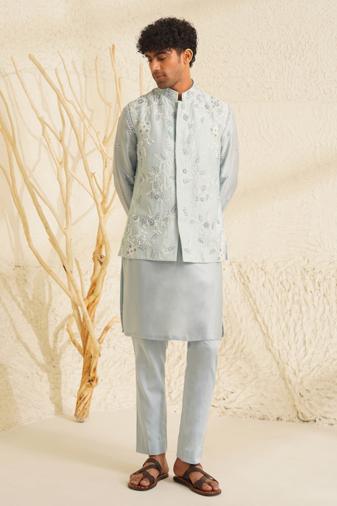 Shreyansh Designs Neer Embroidered Bundi & Kurta Set