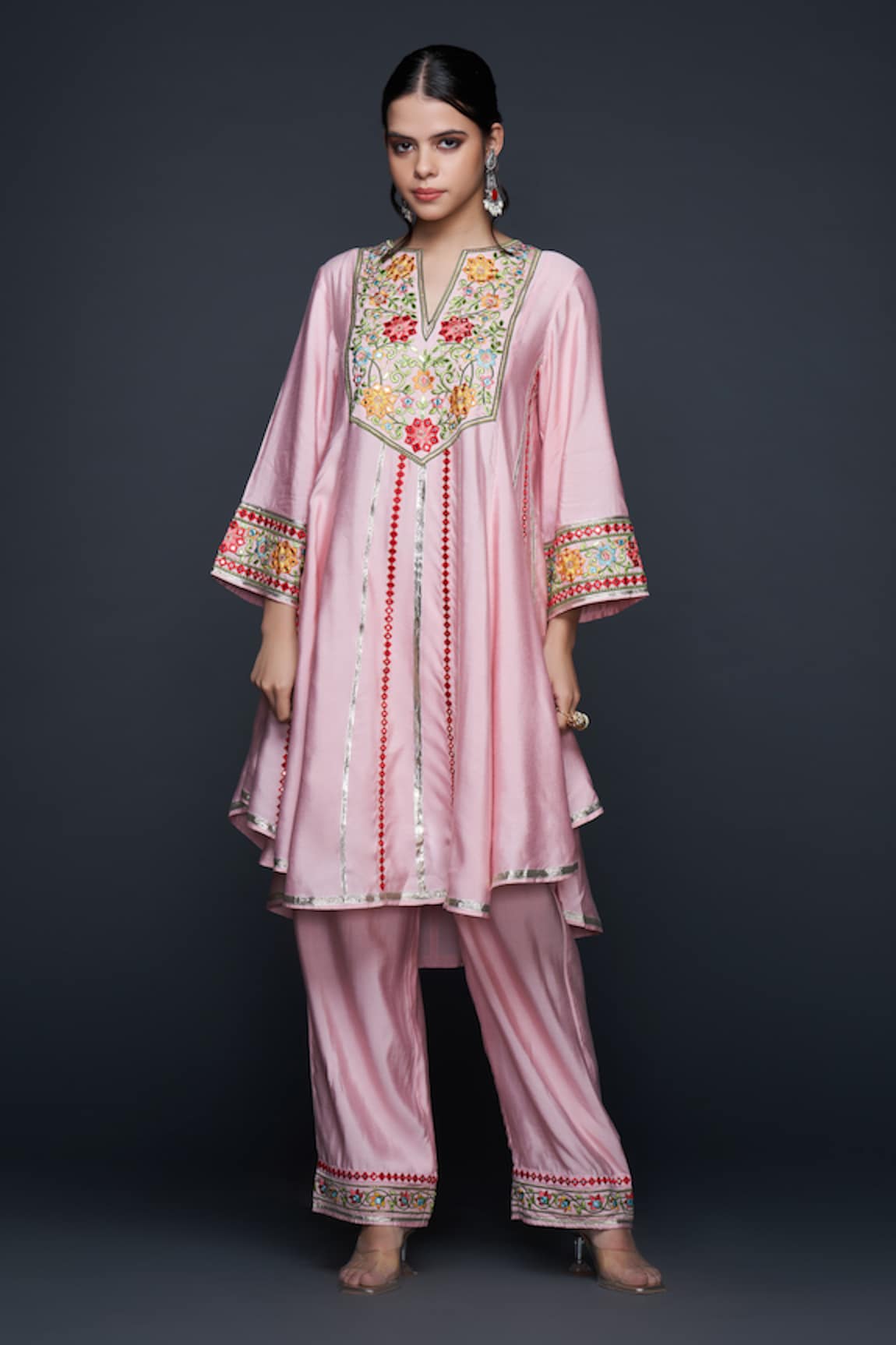 Gulabo by Abu Sandeep Phool Bahar Thread & Mirror Embroidered Anarkali