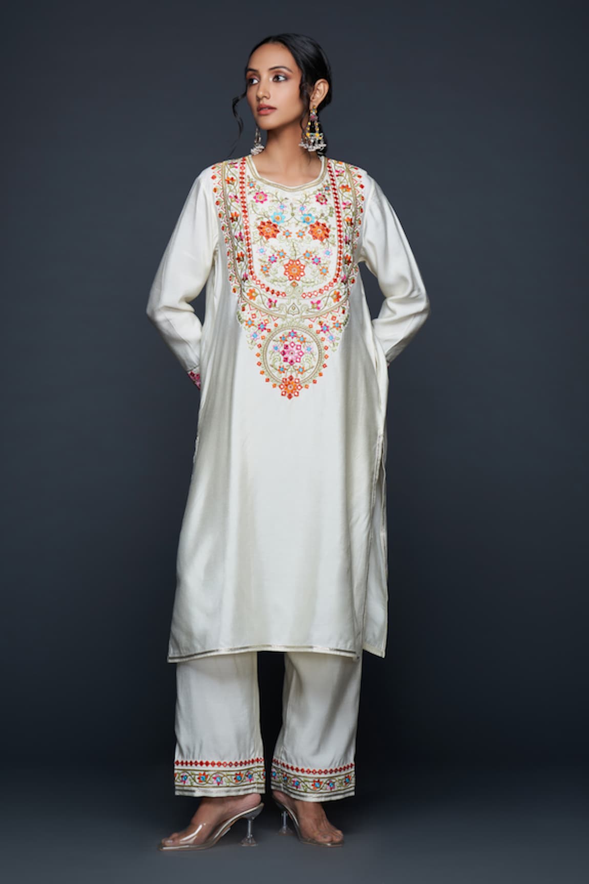 Gulabo by Abu Sandeep Bahar Thread & Mirror Embroidered Straight Kurta