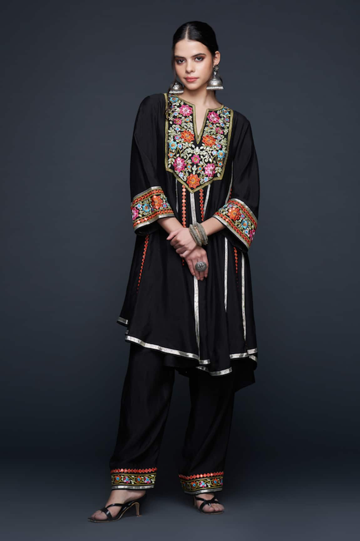 Gulabo by Abu Sandeep Floral Embroidered High-Low Kurta