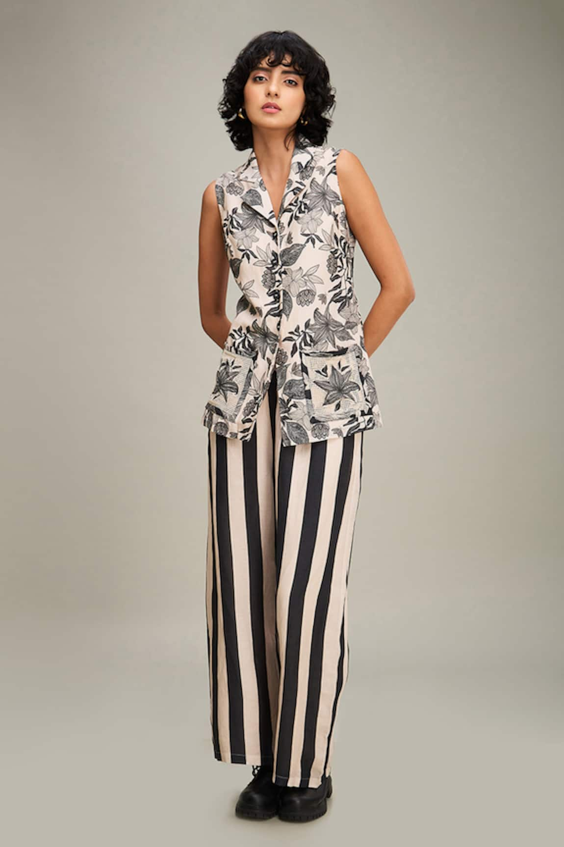 Soup by Sougat Paul Ahyana Linen Printed Top & Pant Set