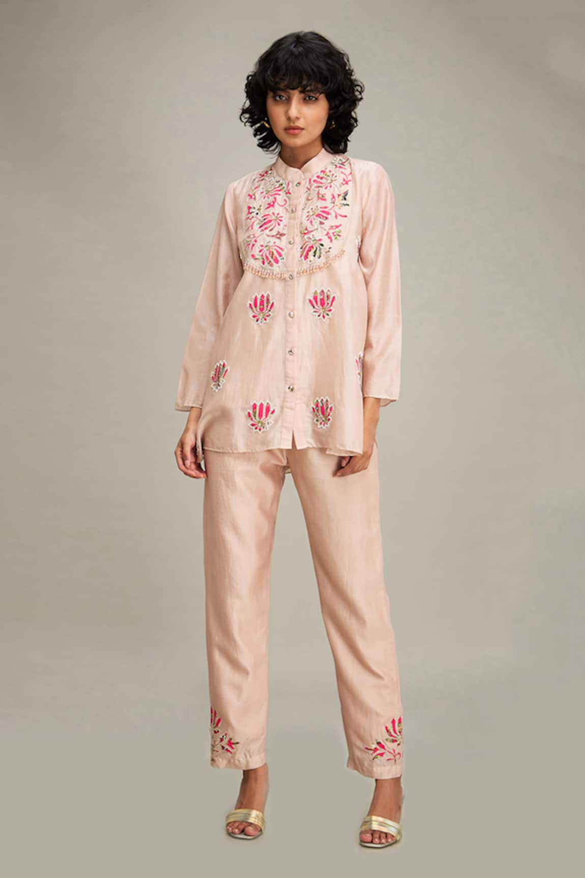 Soup by Sougat Paul Lotus Applique Embroidered Kurta & Pant Set