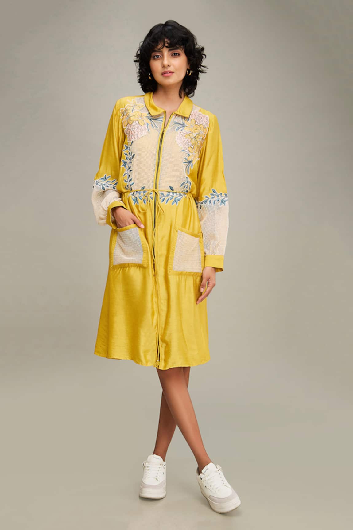 Soup by Sougat Paul Zinnia Floral Applique Embroidered Dress
