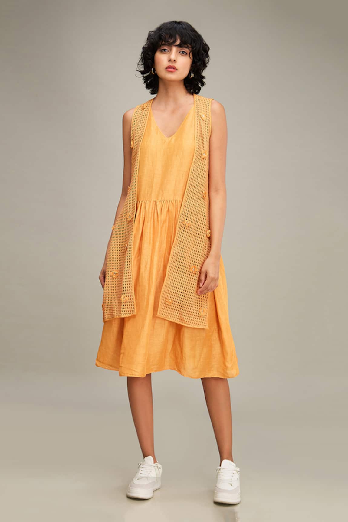 Soup by Sougat Paul Gathered Dress With Embroidered Jacket