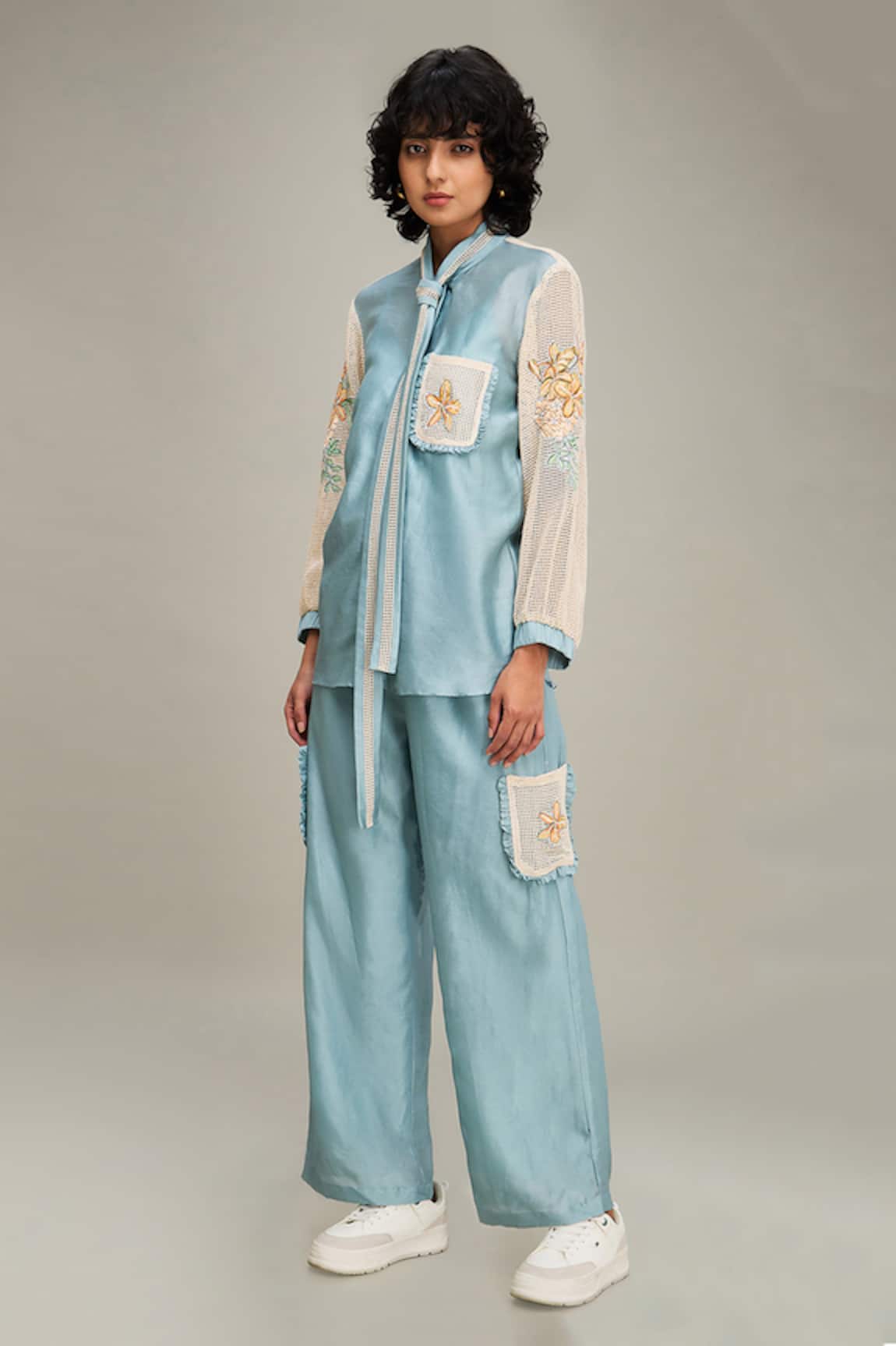 Soup by Sougat Paul Zinnia Sleeve Embroidered Shirt & Pant Set