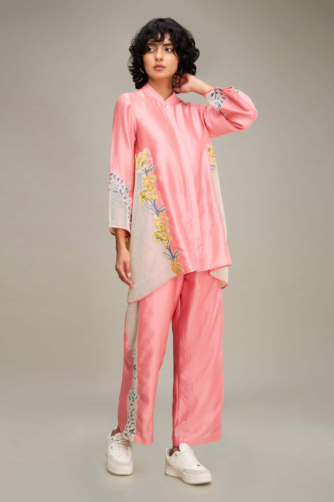 Soup by Sougat Paul Zinna Floral Applique Work Shirt & Pant Set