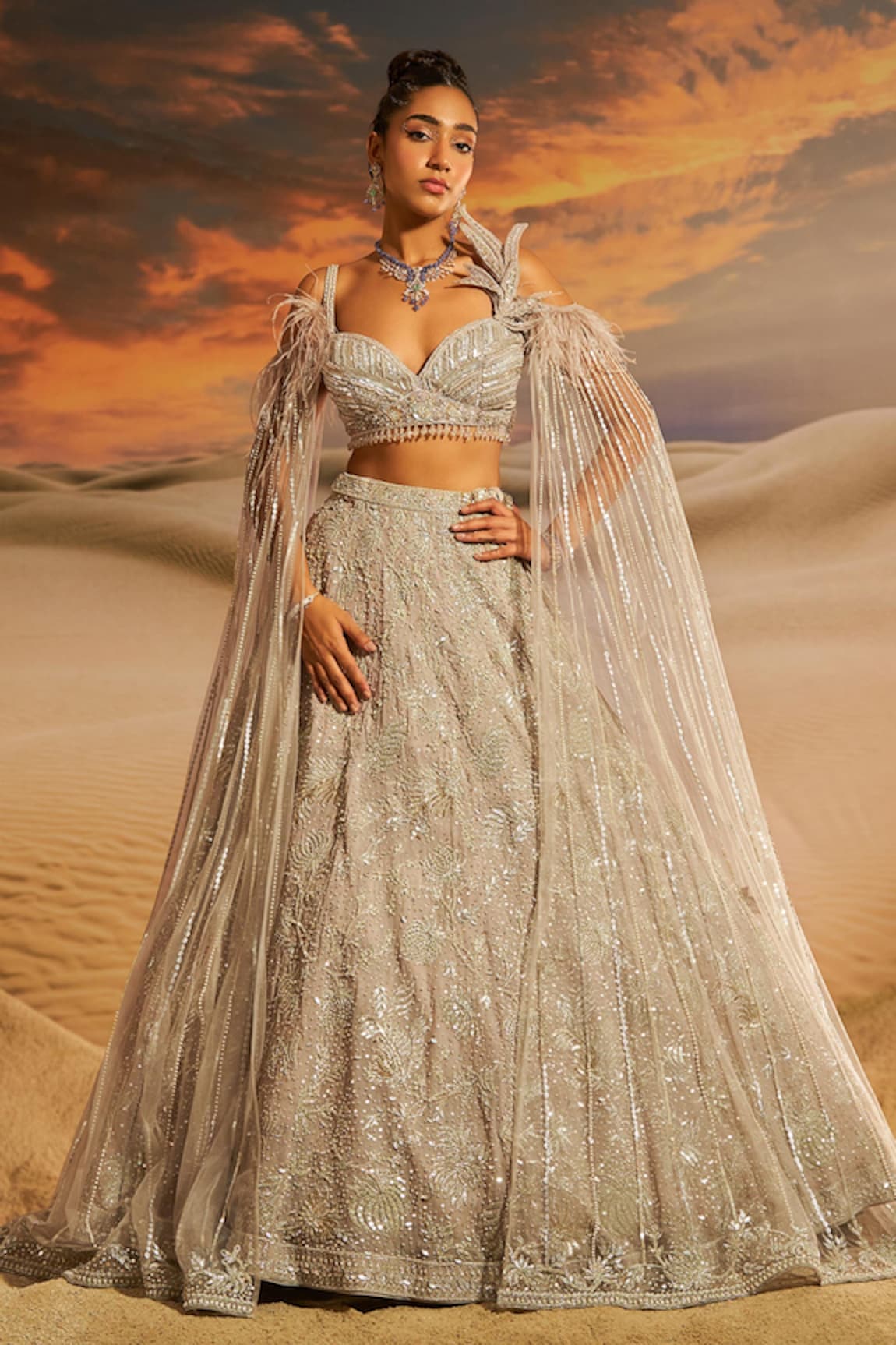 Label Disha Arora Pero Sequin Hand Embroidered Lehenga With Blouse