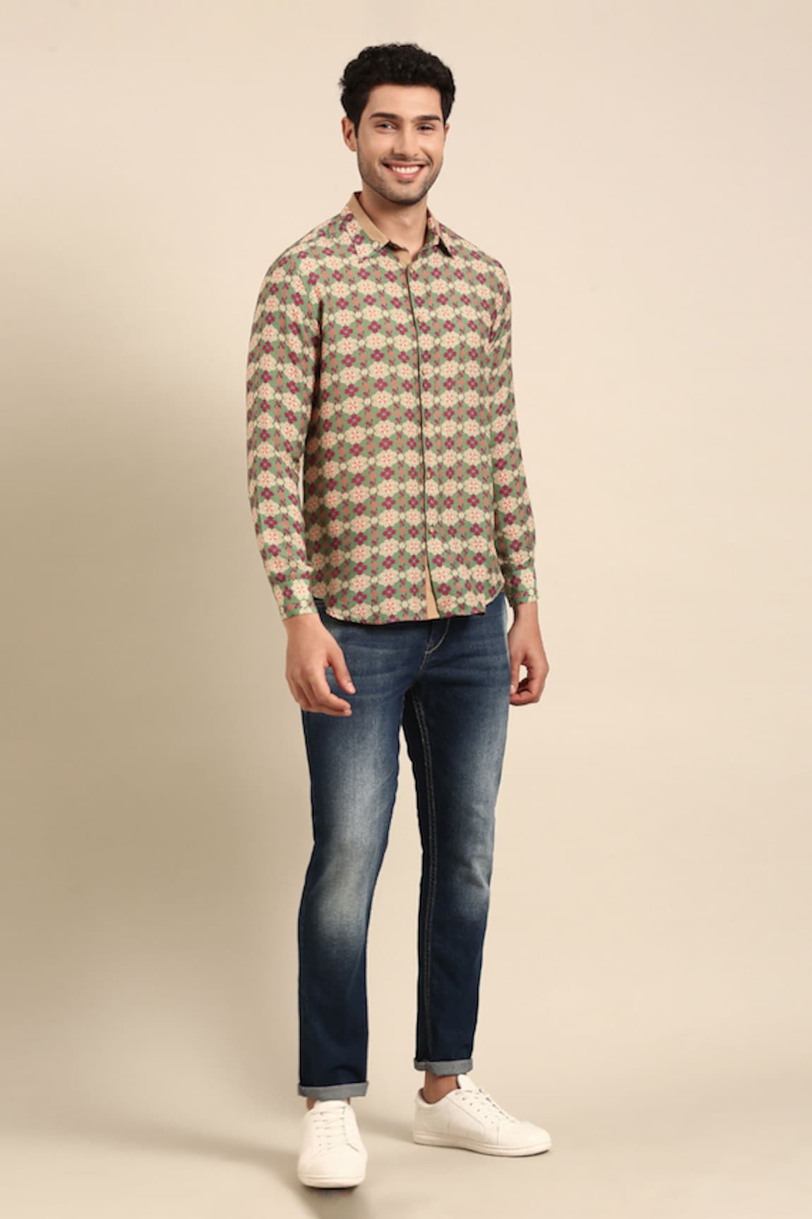 Mayank Modi - Men Geometric Floral Print Shirt