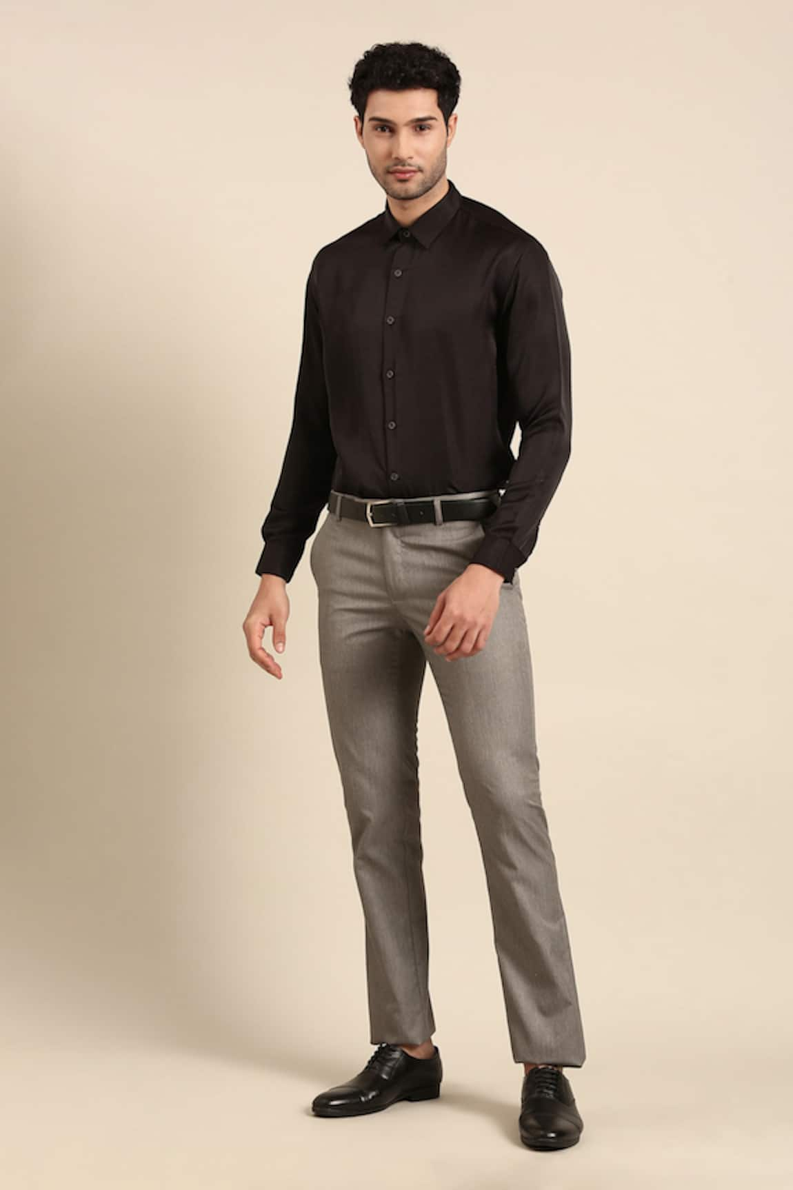 Mayank Modi - Men Solid Cuff Sleeve Shirt