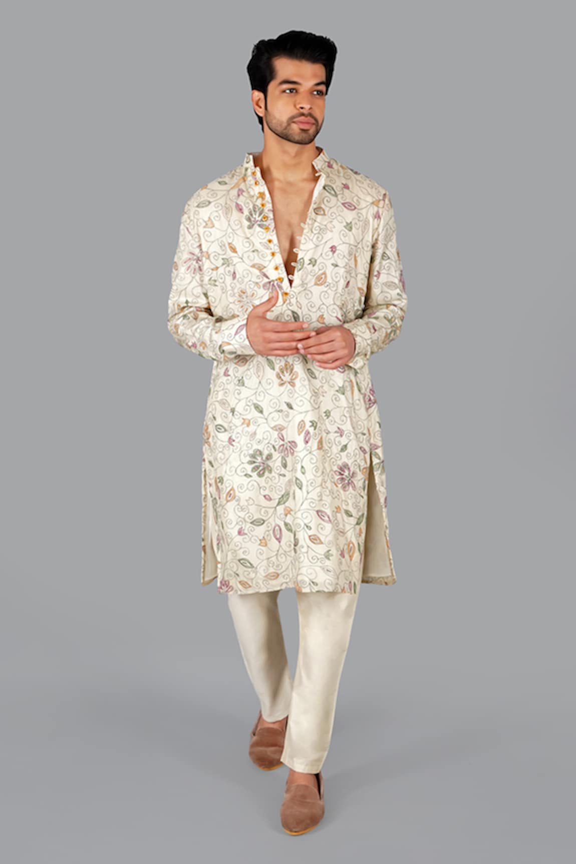 Gaurav Katta Kantha Embroidered Kurta With Pant