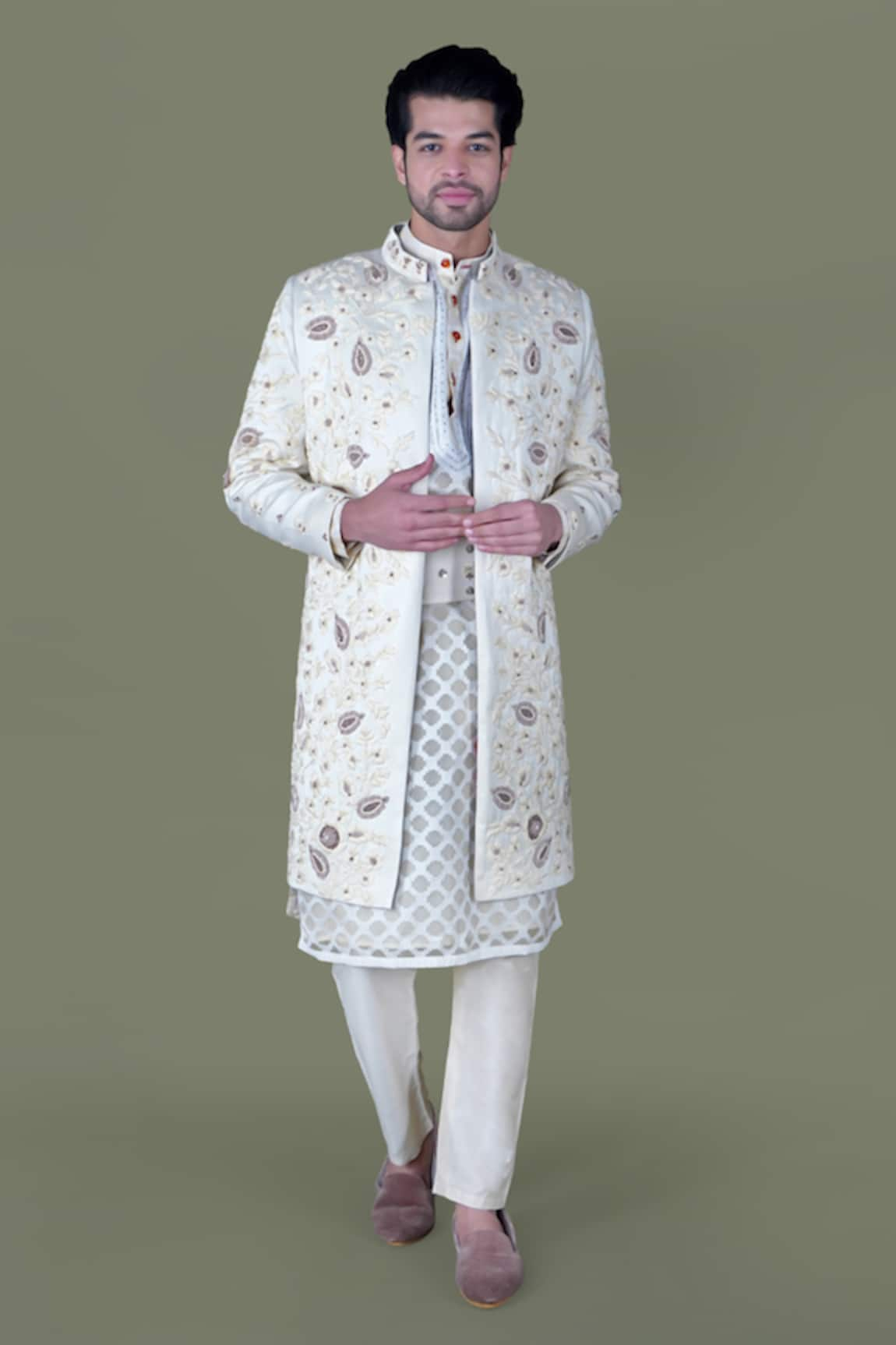 Gaurav Katta Zardosi Embroidered Sherwani Set