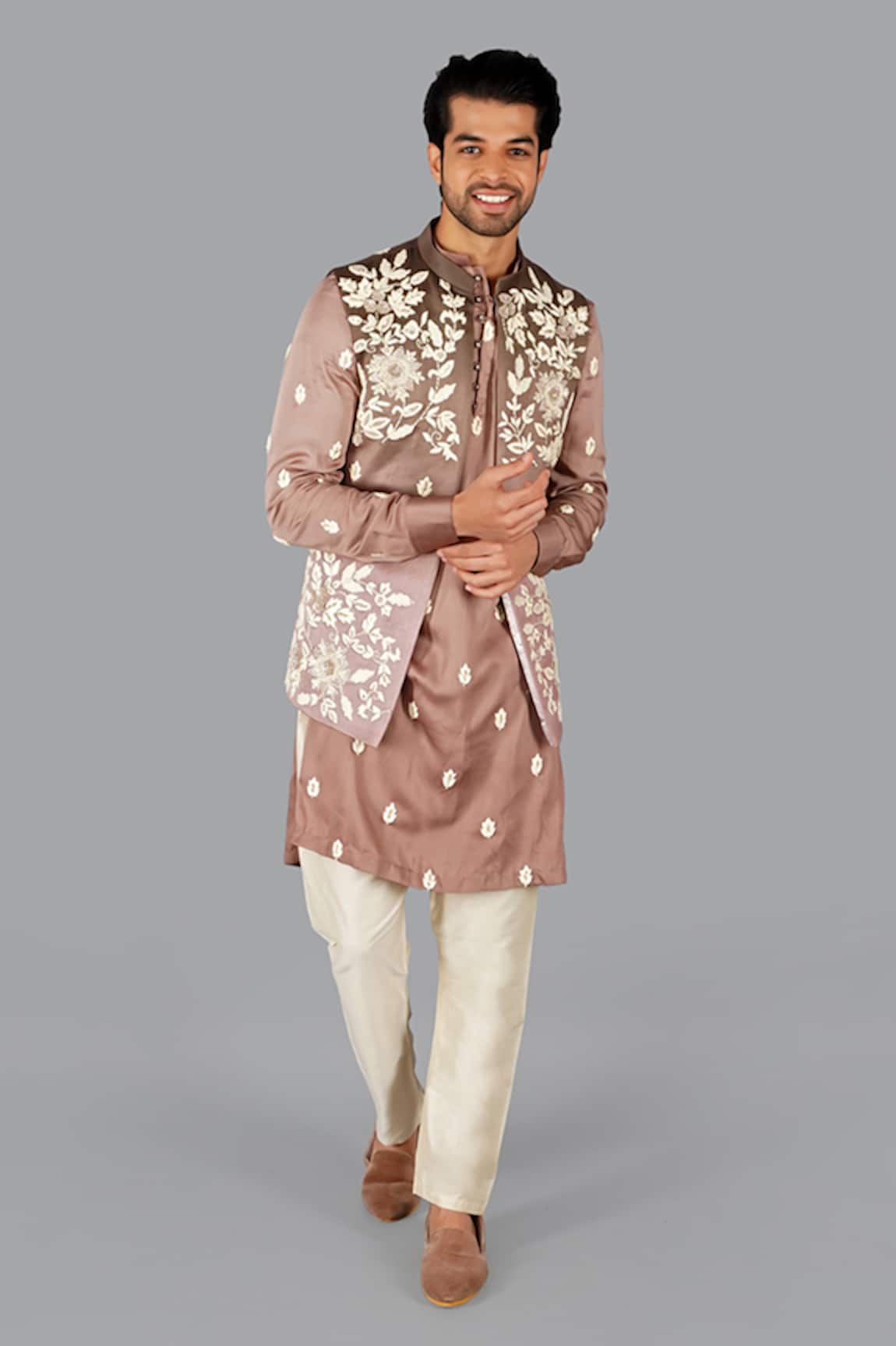 Gaurav Katta Thread Embroidered Nehru Jacket Set