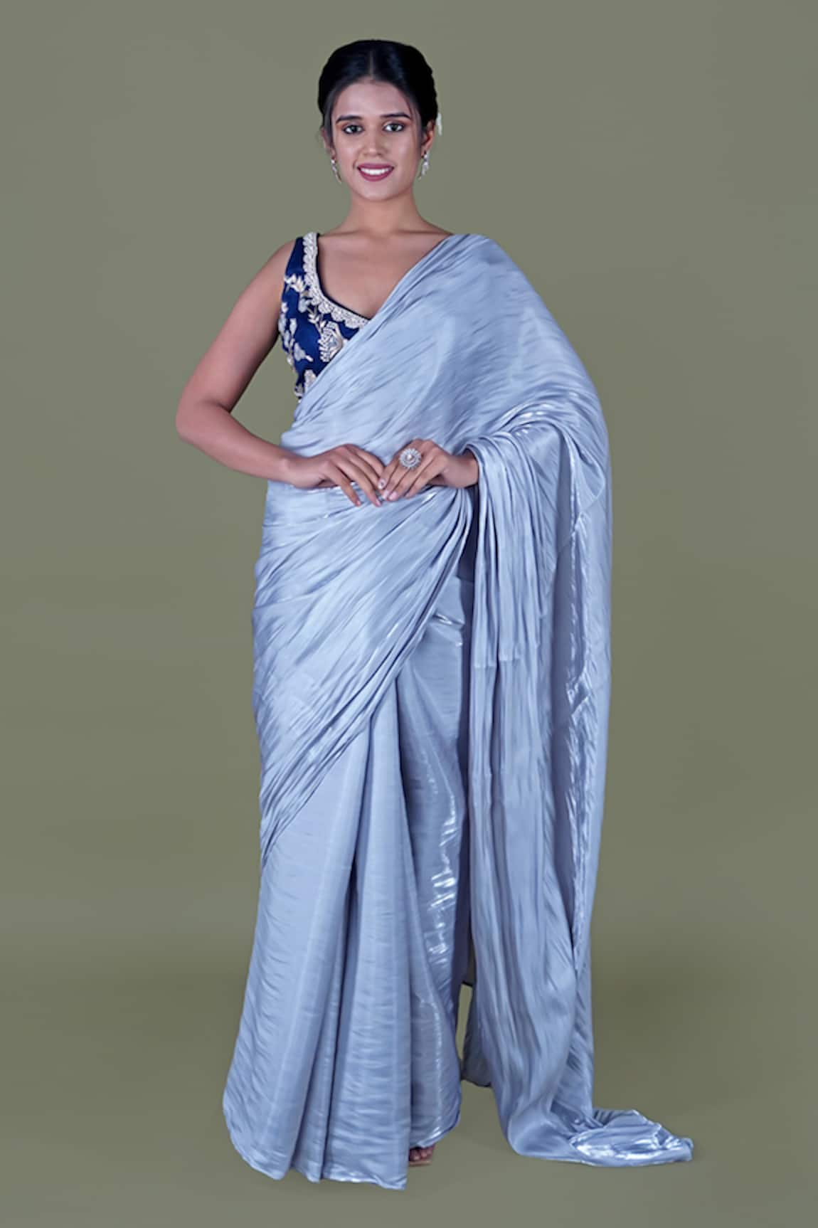 Gaurav Katta Metallic Saree With Embellished Blouse