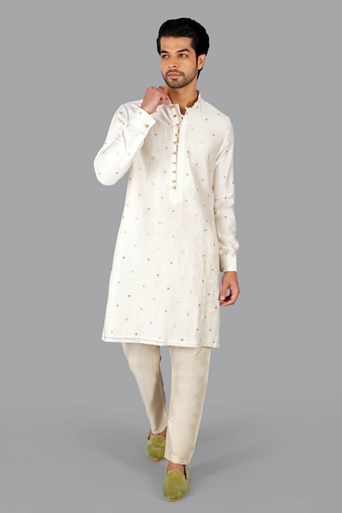 Gaurav Katta Gota Patti Embroidered Kurta & Aligadi Pant Set