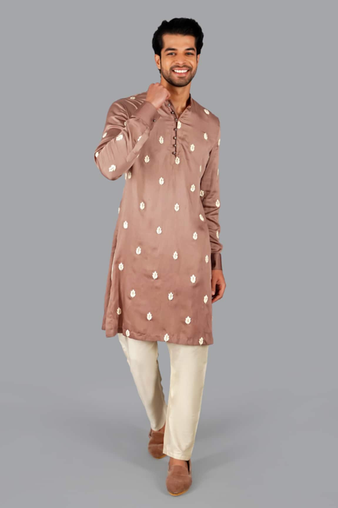 Gaurav Katta Thread Embroidered Kurta & Aligadi Pant Set