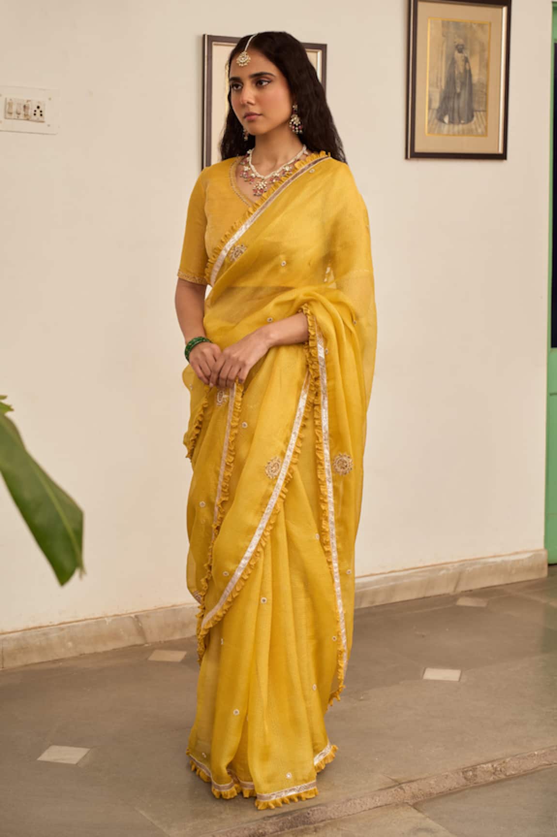 Apeksha Jain Label Basant Marori Butti Embroidered Saree With Blouse