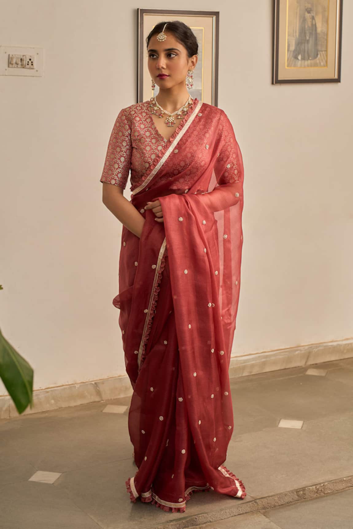 Apeksha Jain Label Sabha Marori Embroidered Saree With Blouse