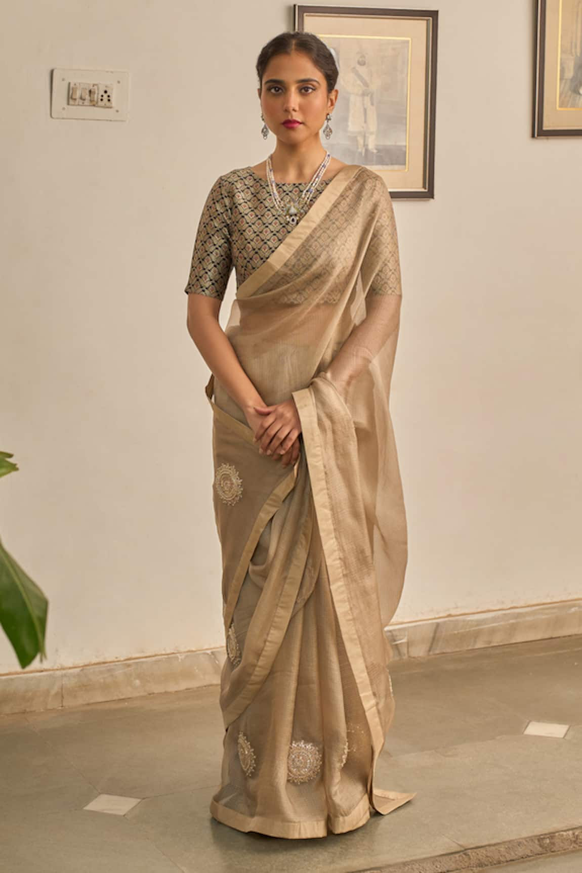 Apeksha Jain Label Medha Gota Embroidered Saree With Blouse