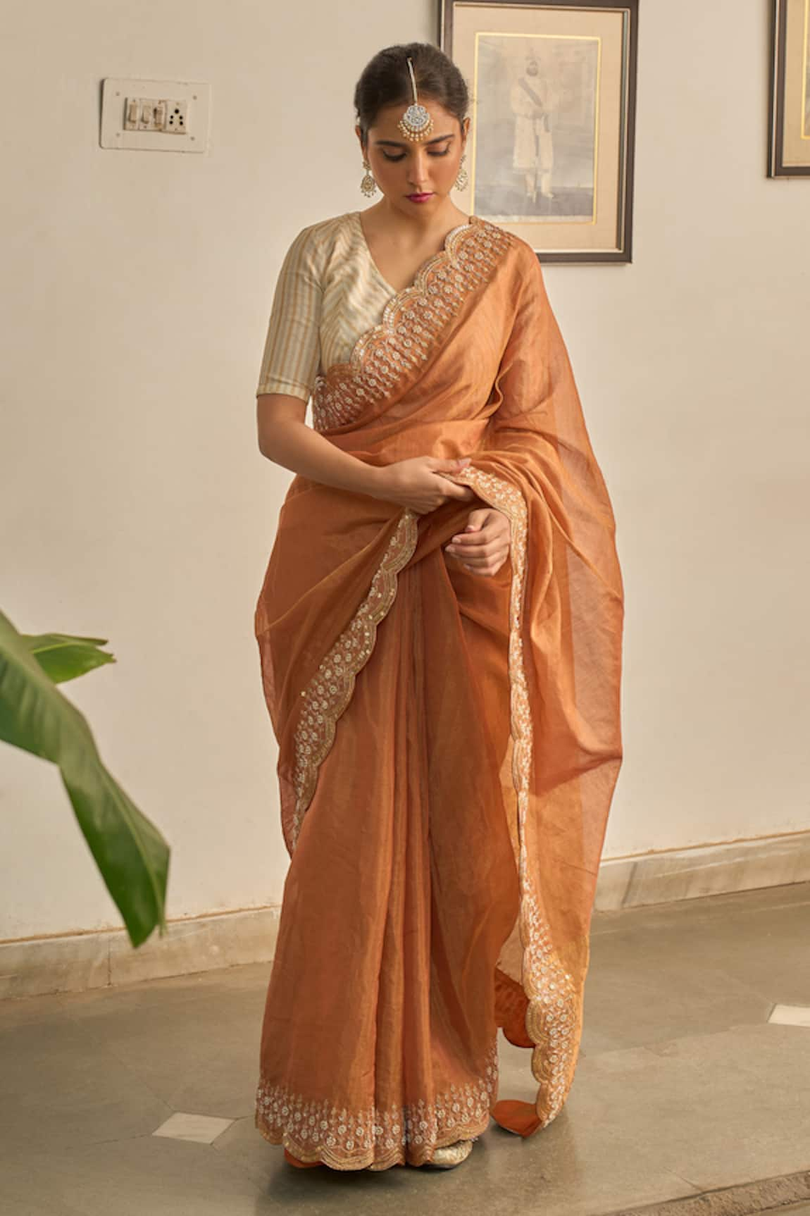 Apeksha Jain Label Sunehra Embroidered Border Saree With Blouse