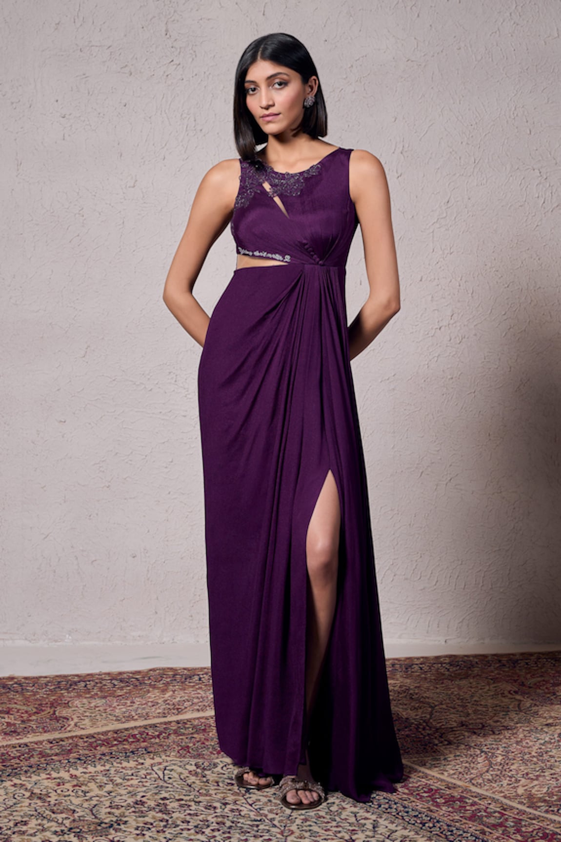 Parshya Cadbury Silk Neck Embellished Gown