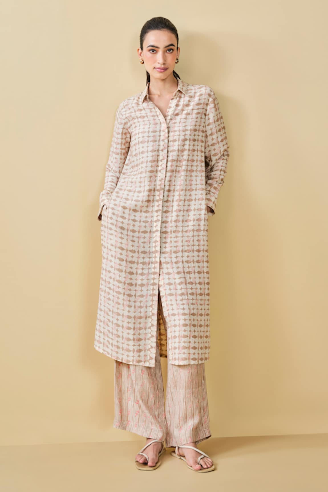 Grassroot By Anita Dongre Wilderness Geometric Hand Block Print Kurta & Pant Set