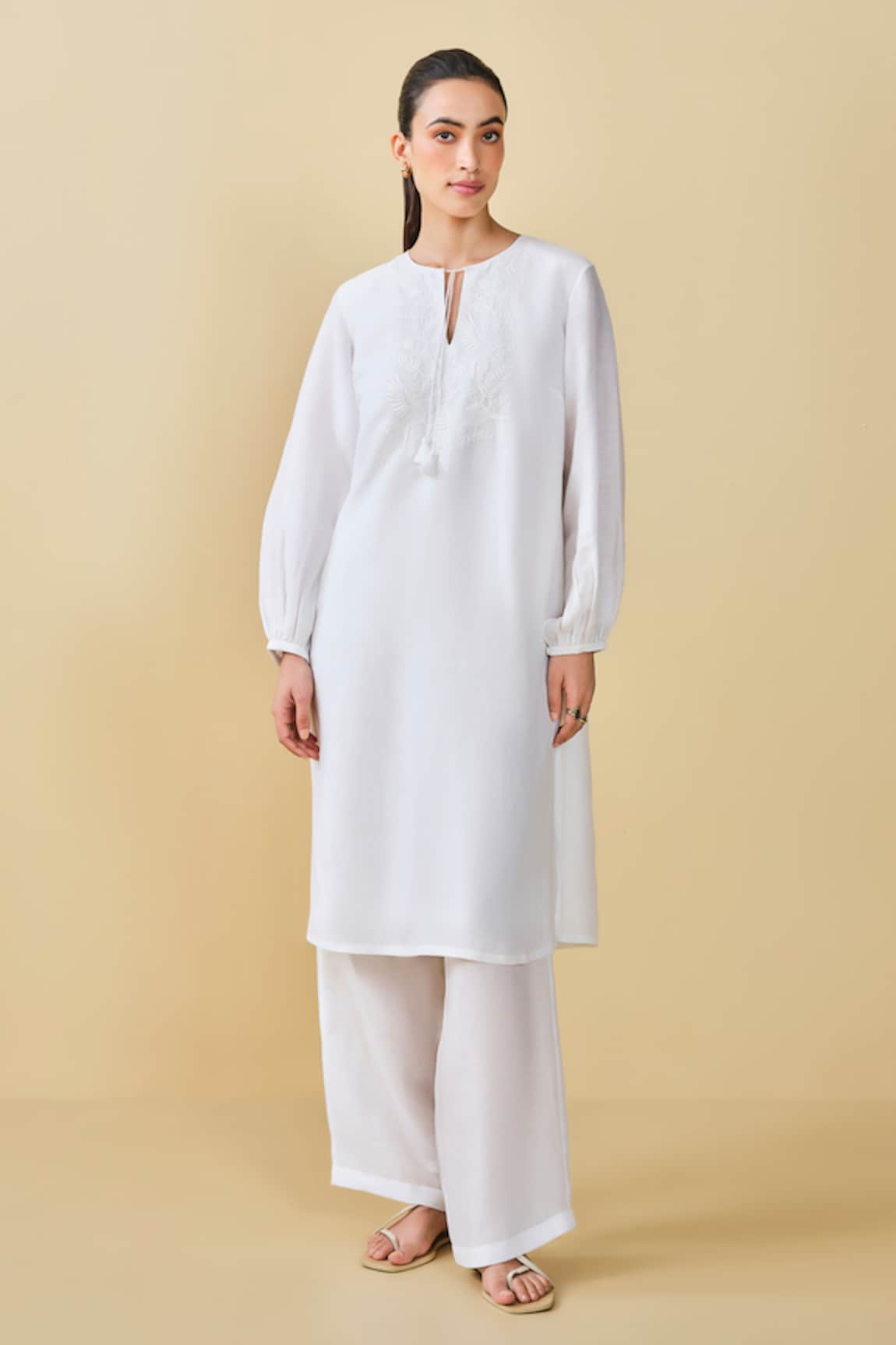 Grassroot By Anita Dongre Cloud Sky Hand Embroidered Kurta & Pant Set