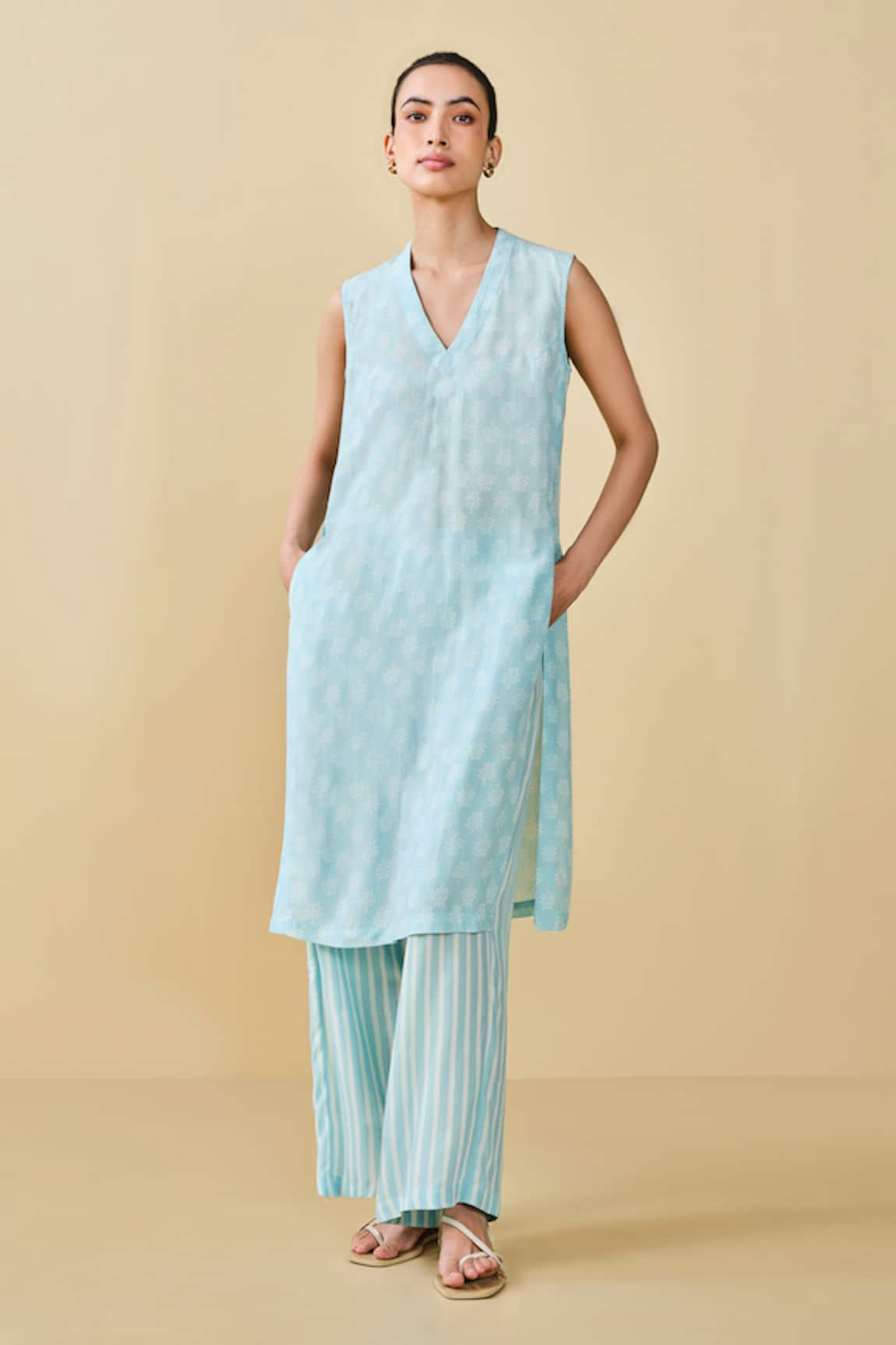 Grassroot By Anita Dongre Sunshade Hand Block Printed Kurta & Pant Set