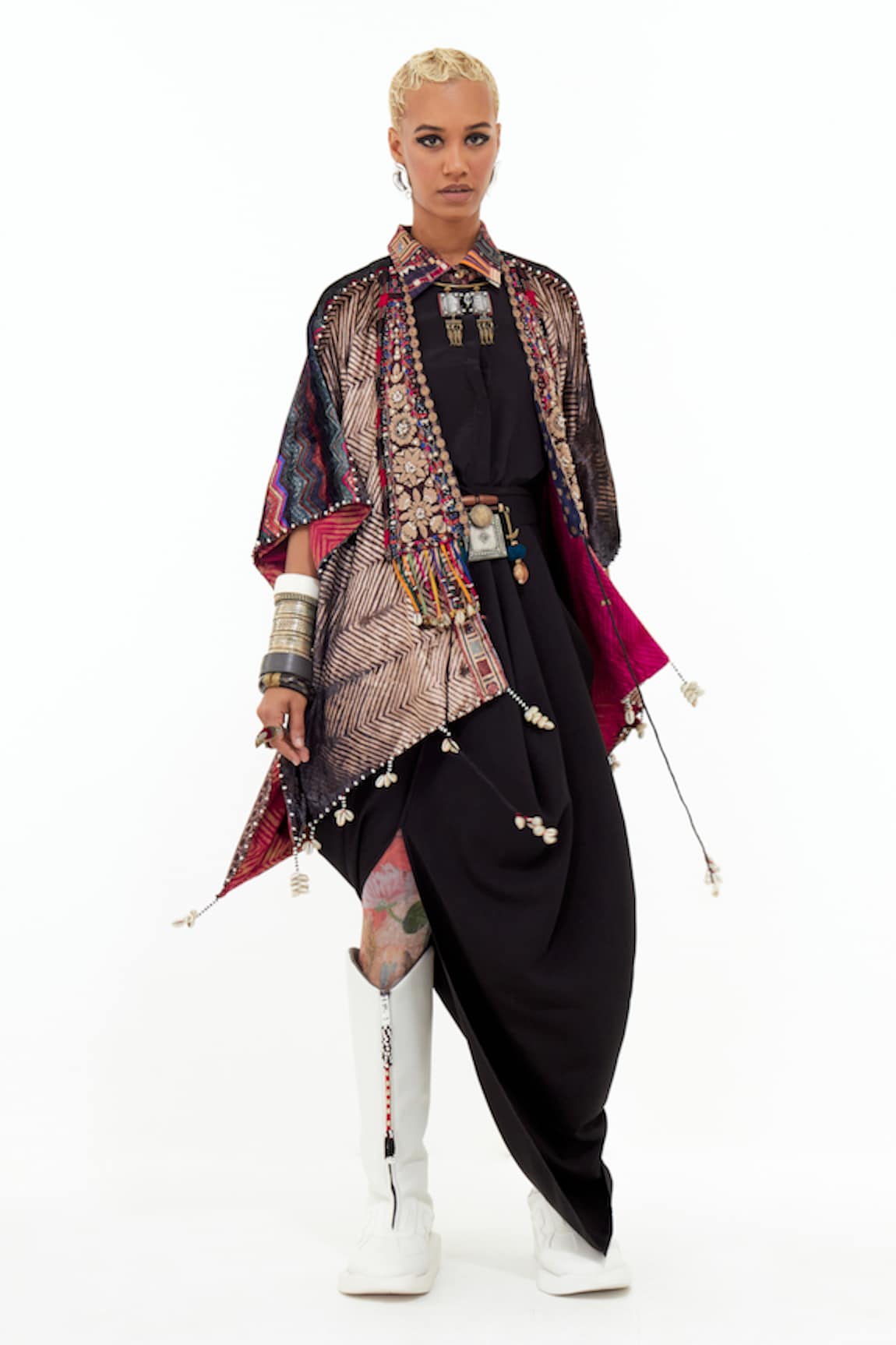 Aseem Kapoor Tribal Embroidered Veni Jacket Skirt Set