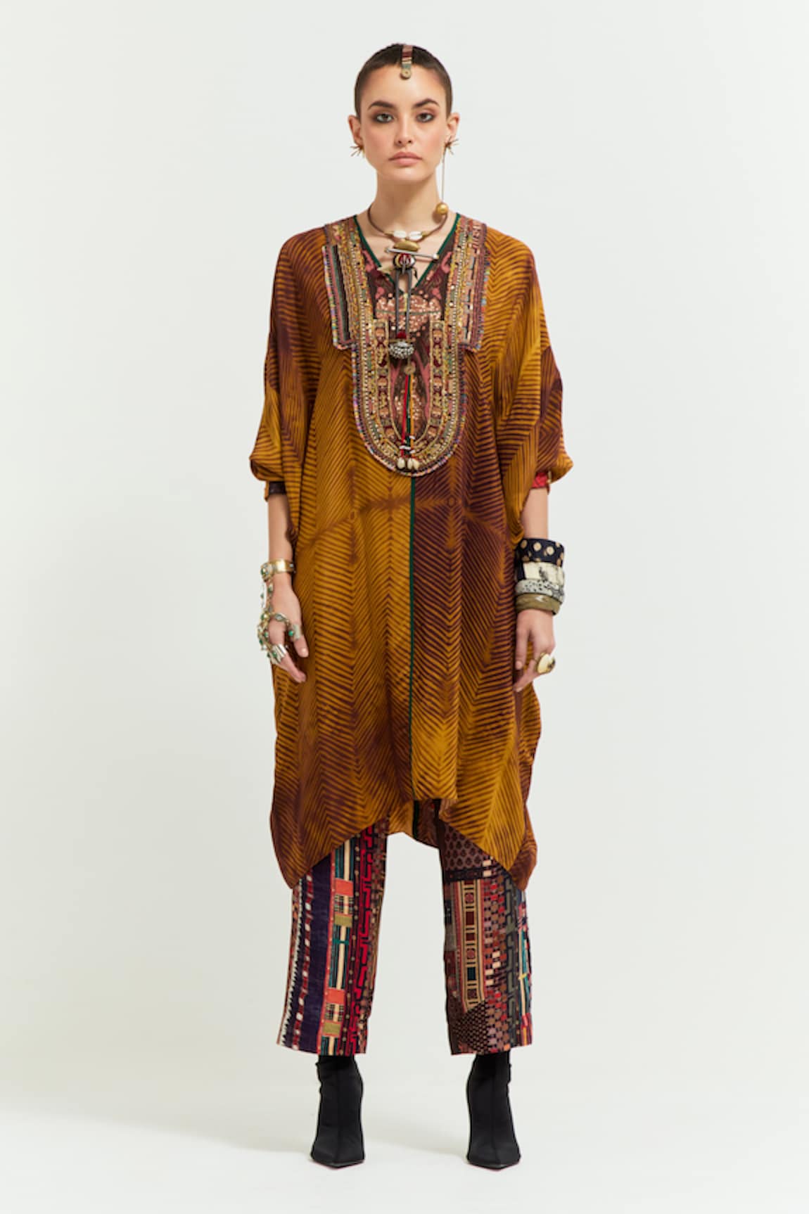 Aseem Kapoor Tribal Embroidered Yoke Tunic With Trouser