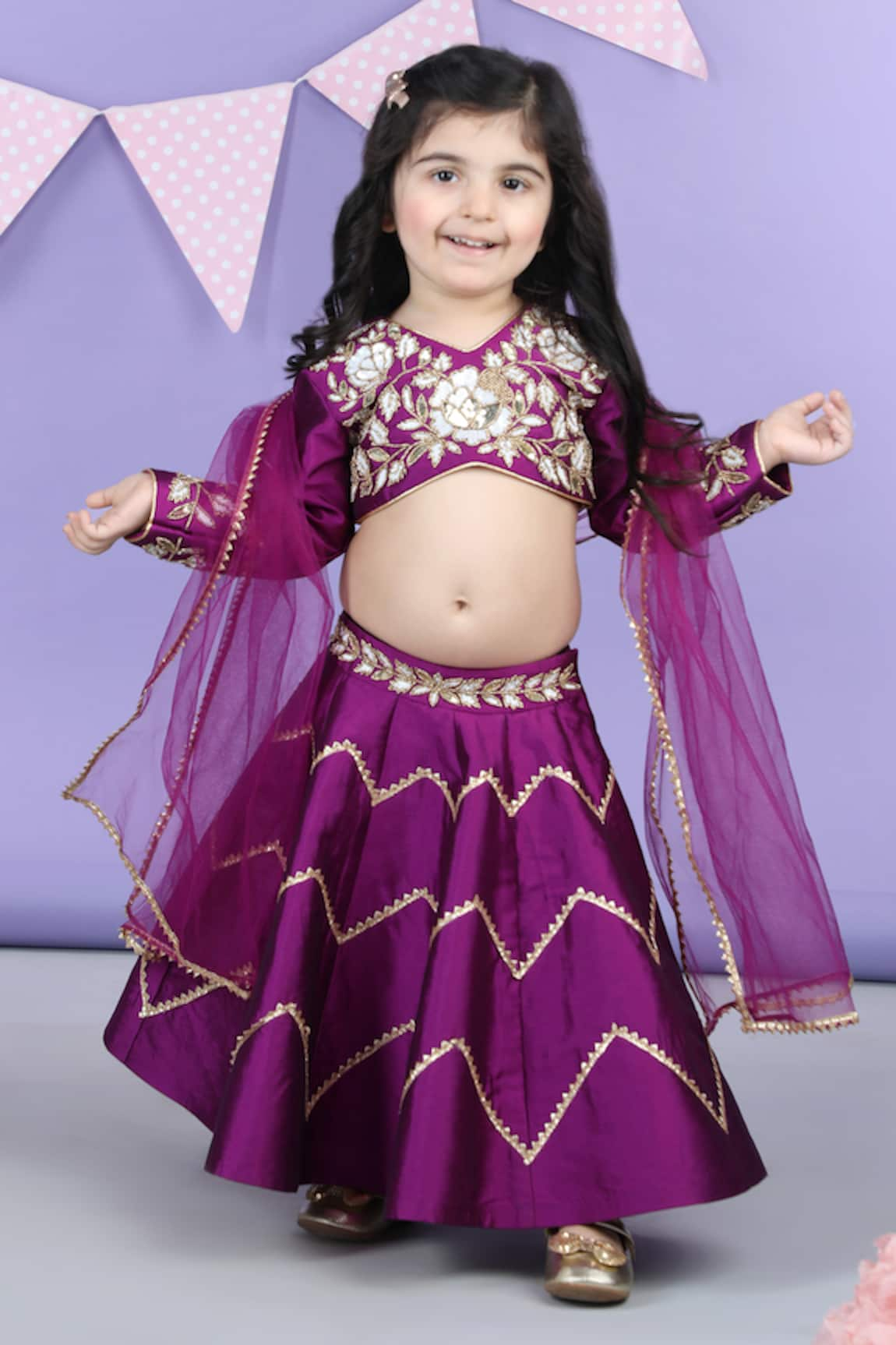 The little celebs Embroidered Lehenga Set