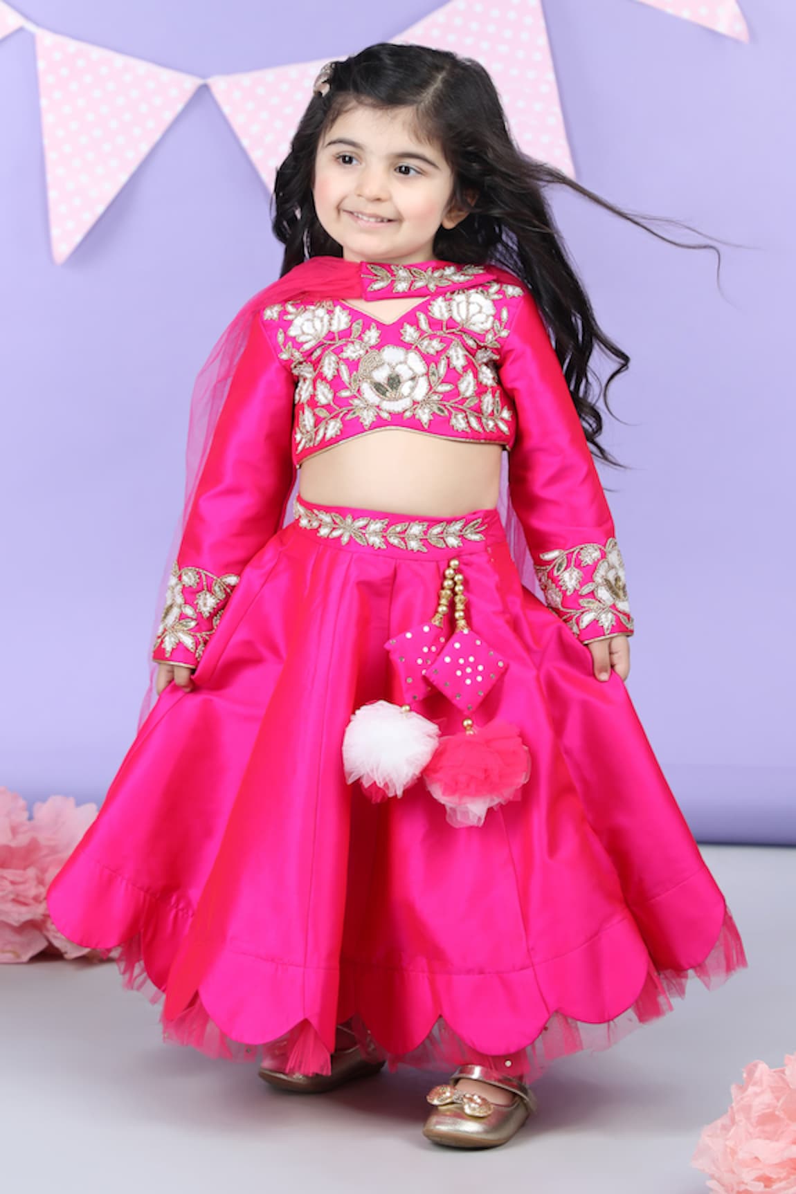 The little celebs Sequins Embroidered Blouse Lehenga Set