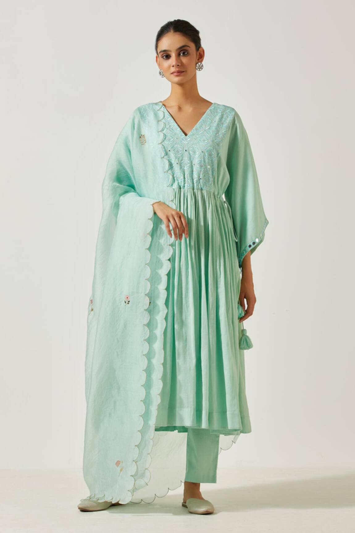 Label Earthen Resham Embroidered Anarkali With Pant