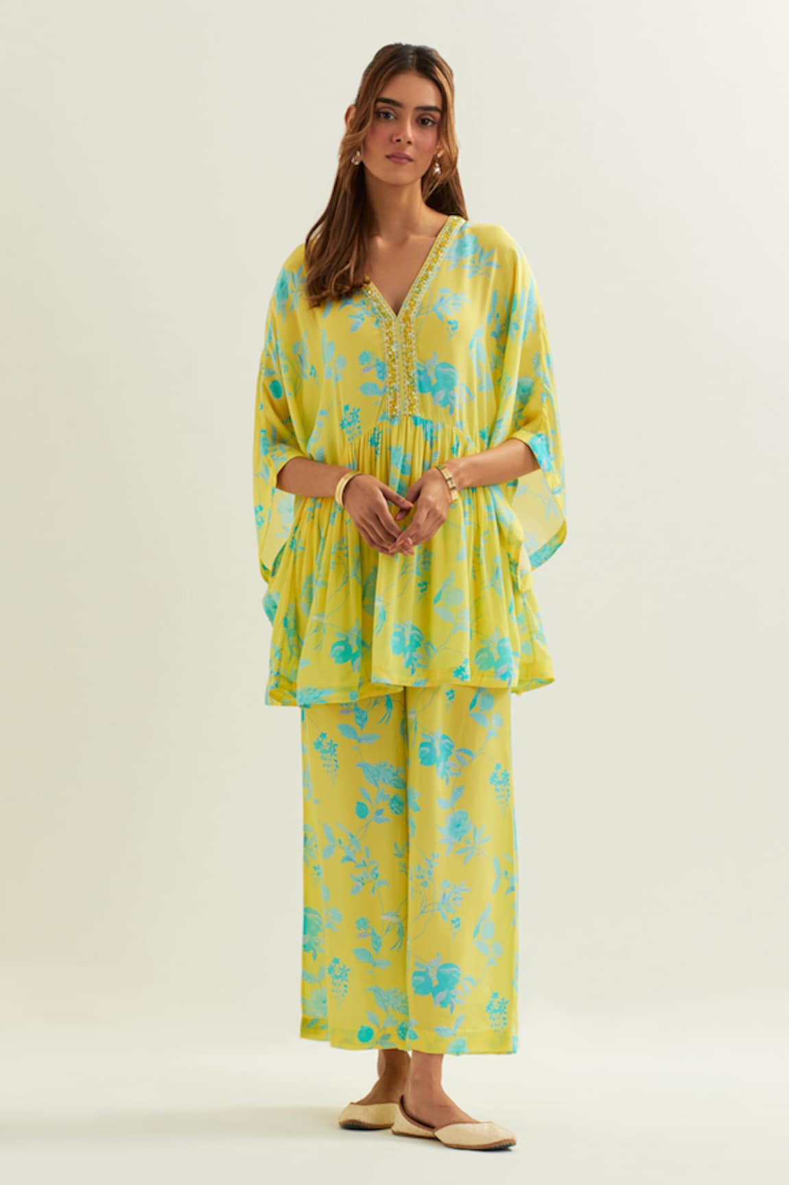 Label Earthen Ebla Floral Pattern Kaftan Pant Co-ord Set