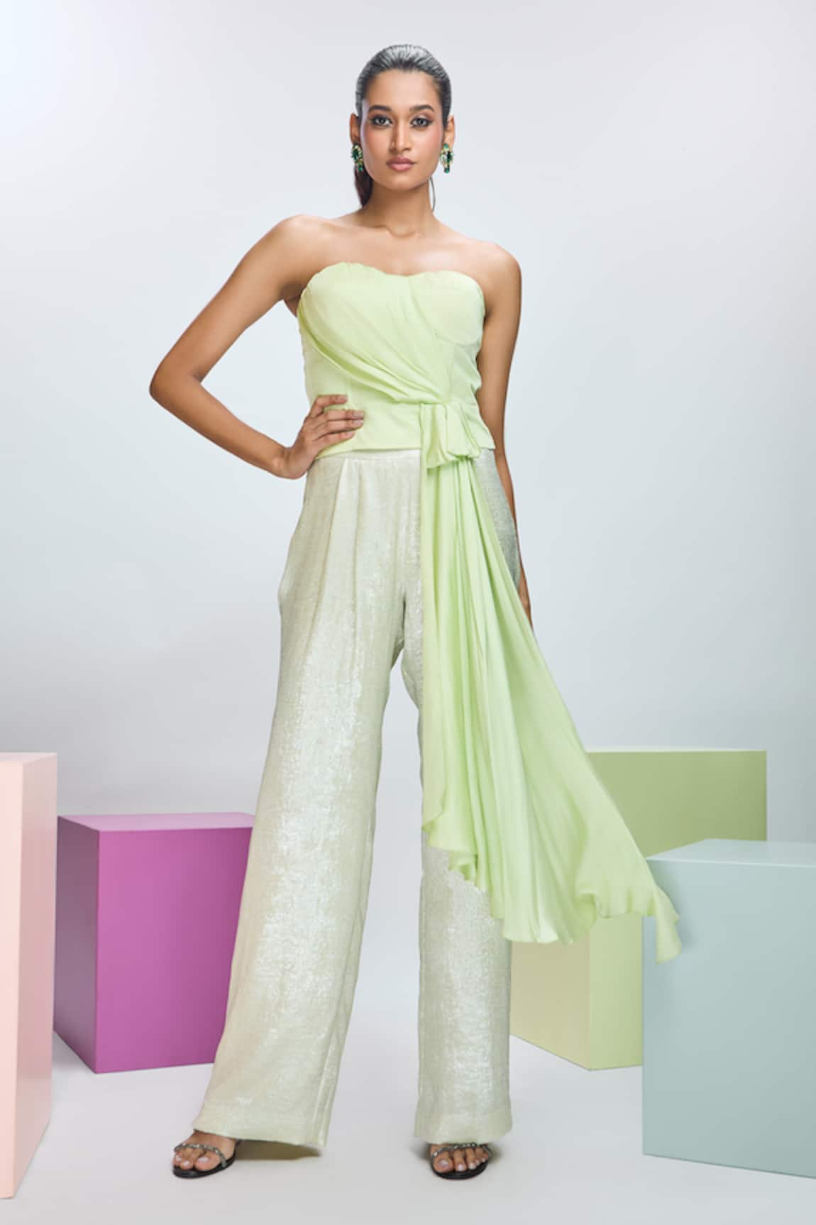 Nirmooha Draped Top With Pant