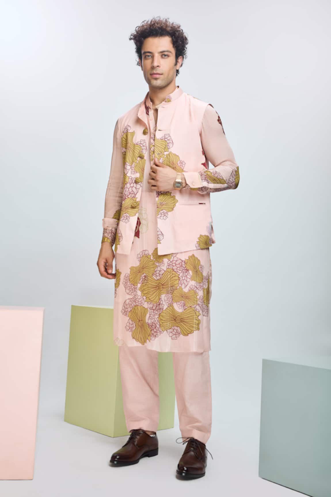 Nirmooha Floral Print Bundi Kurta Set