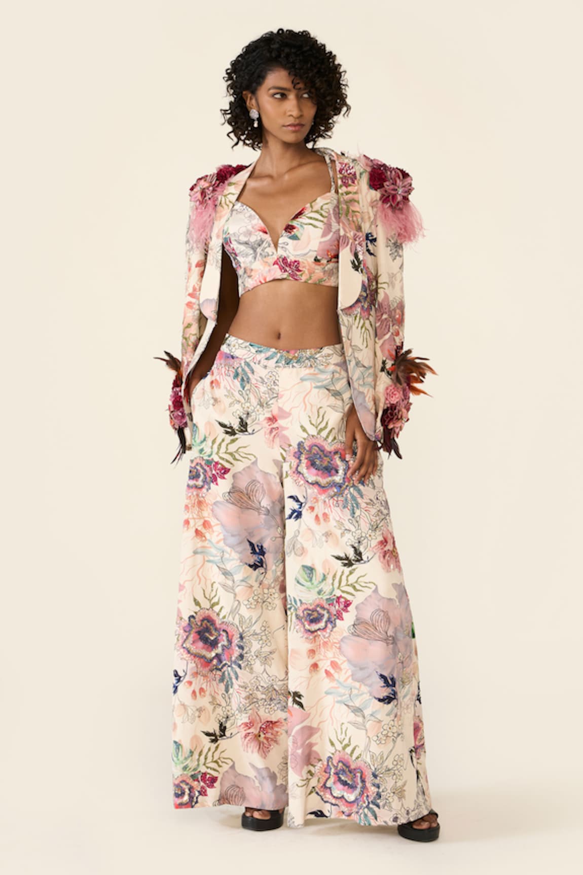 Varun Bahl Floral Print Jacket & Trouser Set