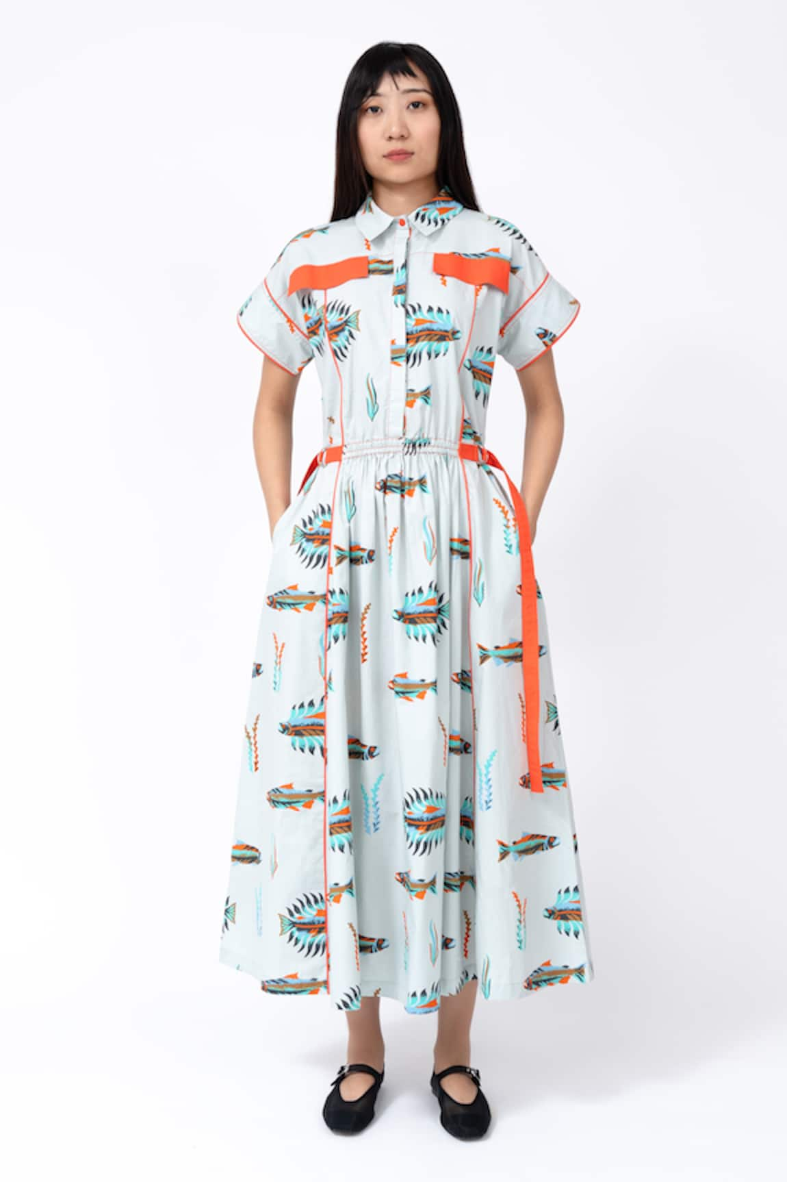 Leh Studios Scale Fish Print Midi Dress