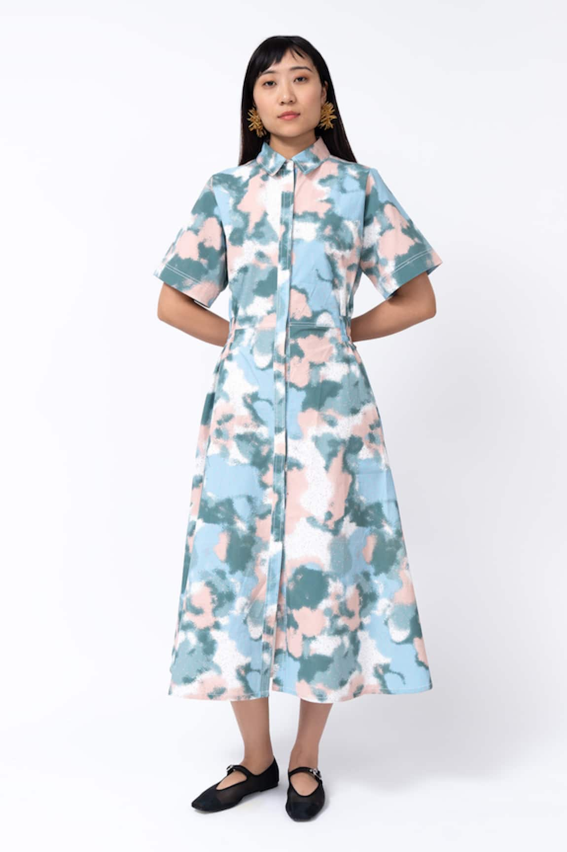 Leh Studios Spray Print Shirt Dress