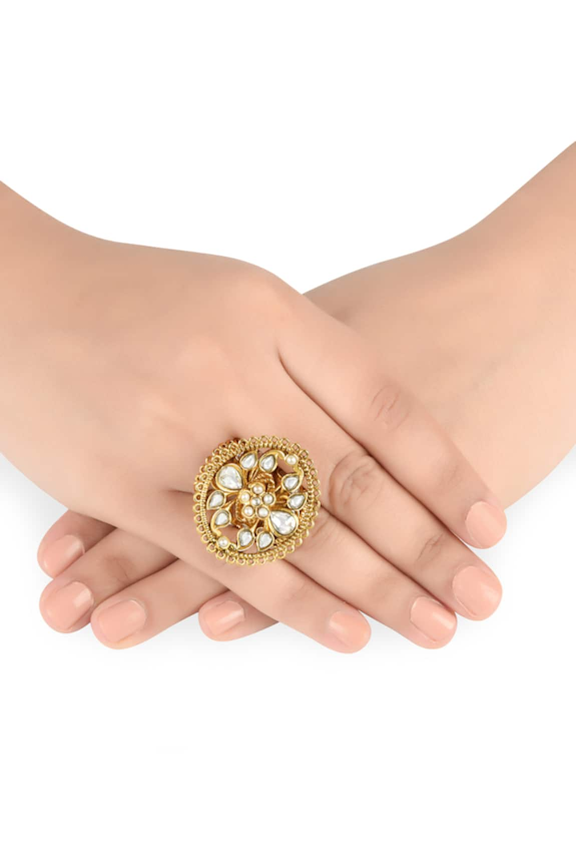 Tribe Amrapali Kaashvi Stone Studded Floral Ring