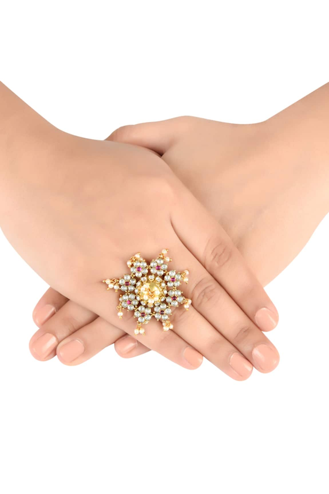 Tribe Amrapali Hetvi Floral Stone Studded Ring