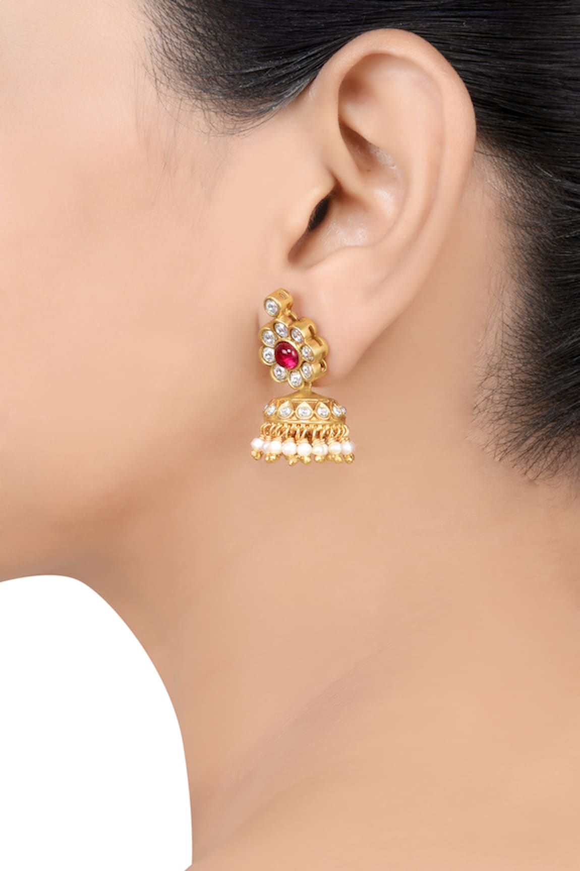 Tribe Amrapali Floral Cutwork Jhumkas