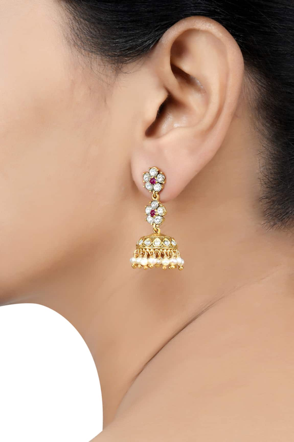 Tribe Amrapali Floral Cutwork Hetvi Jhumkas