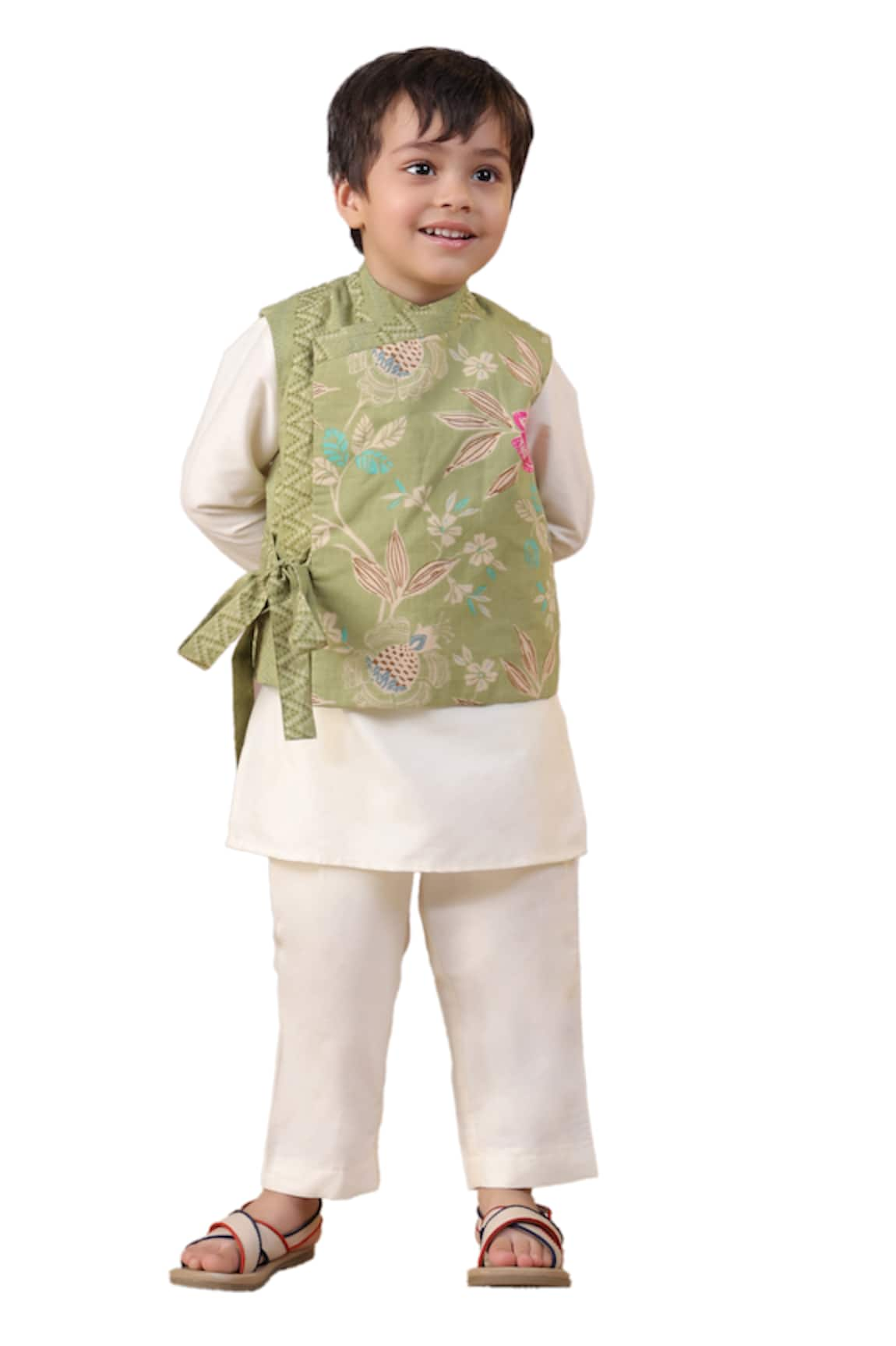 CASA NINOS Floral Print Jacket Kurta Set