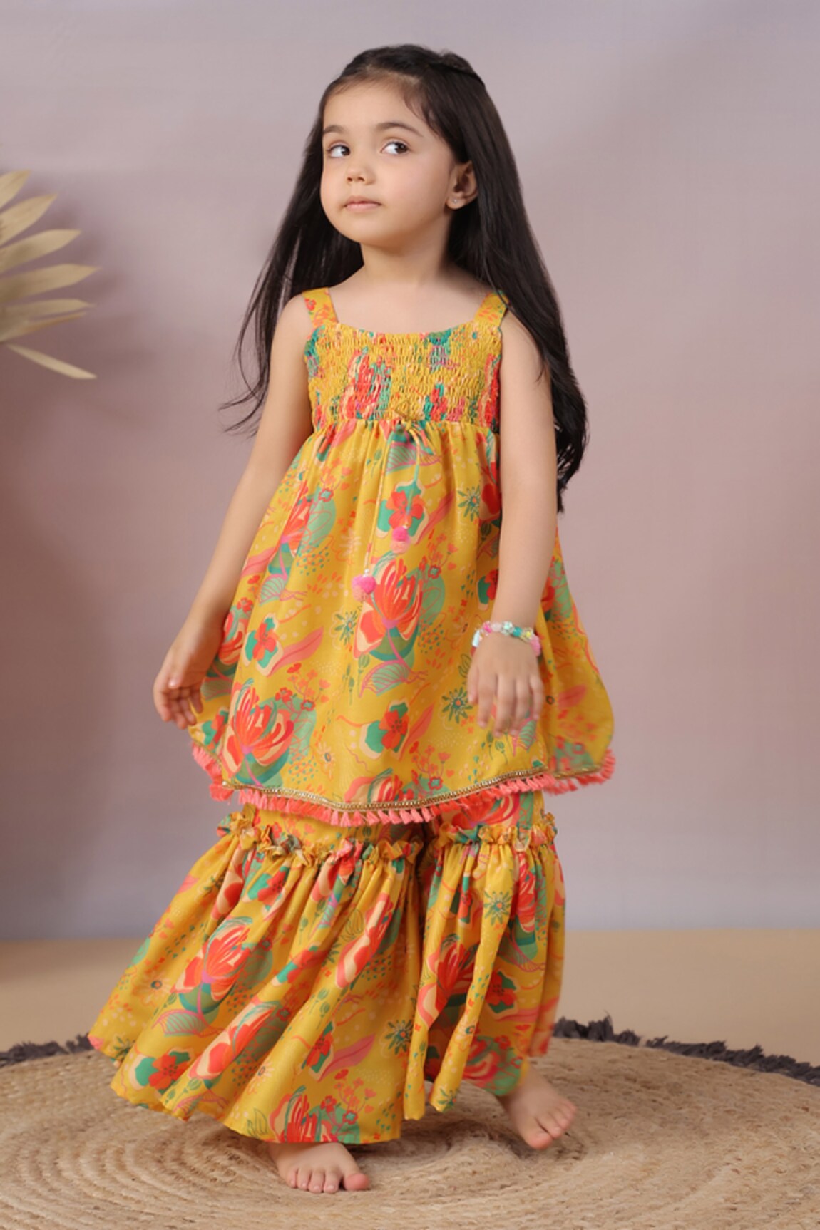 CASA NINOS Floral Print Kurta & Sharara Set