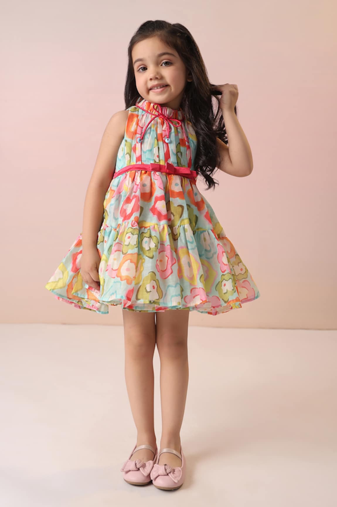 CASA NINOS Floral Print Tiered Dress