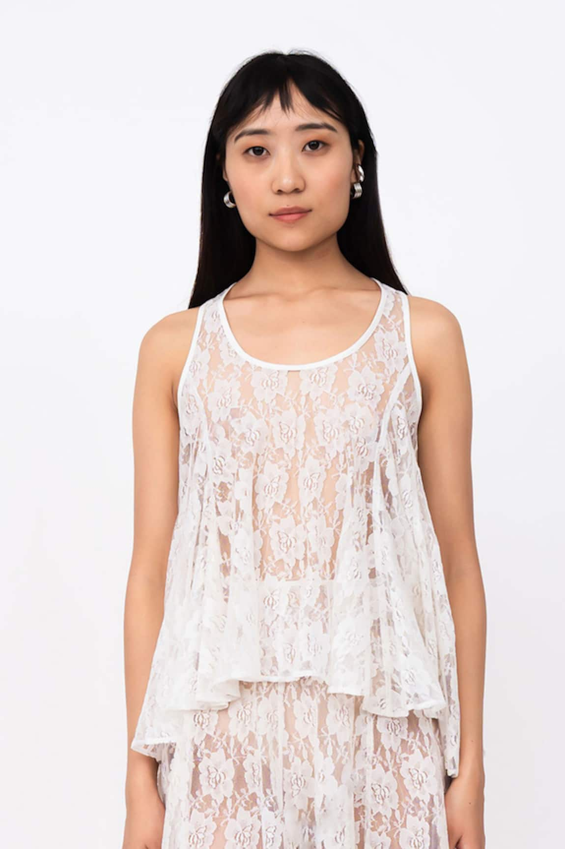 Leh Studios Shadow Lace Sheer Top