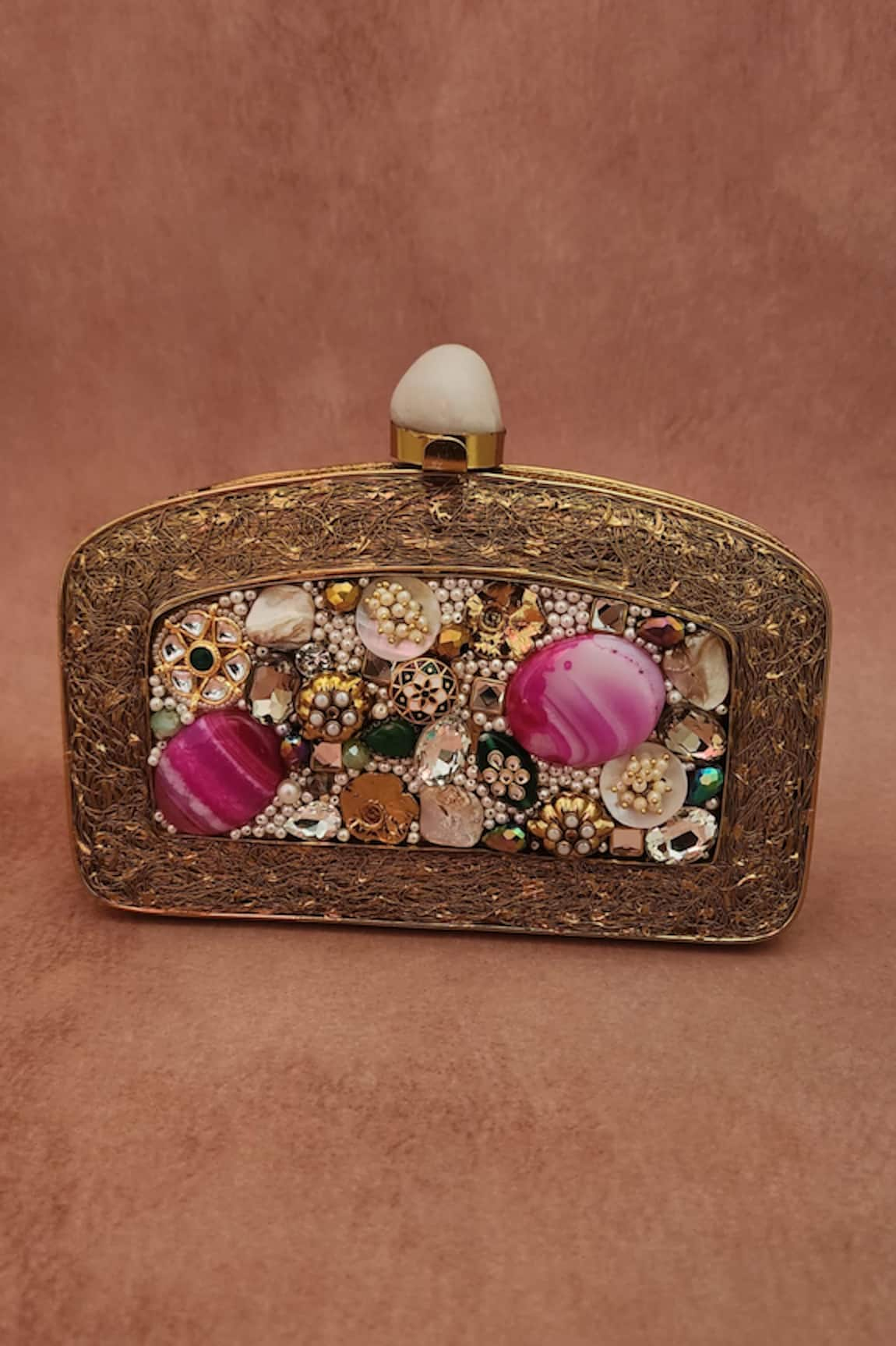 ADWITA BAGS & JEWELS Rawiya Natural Stone Embellished Clutch